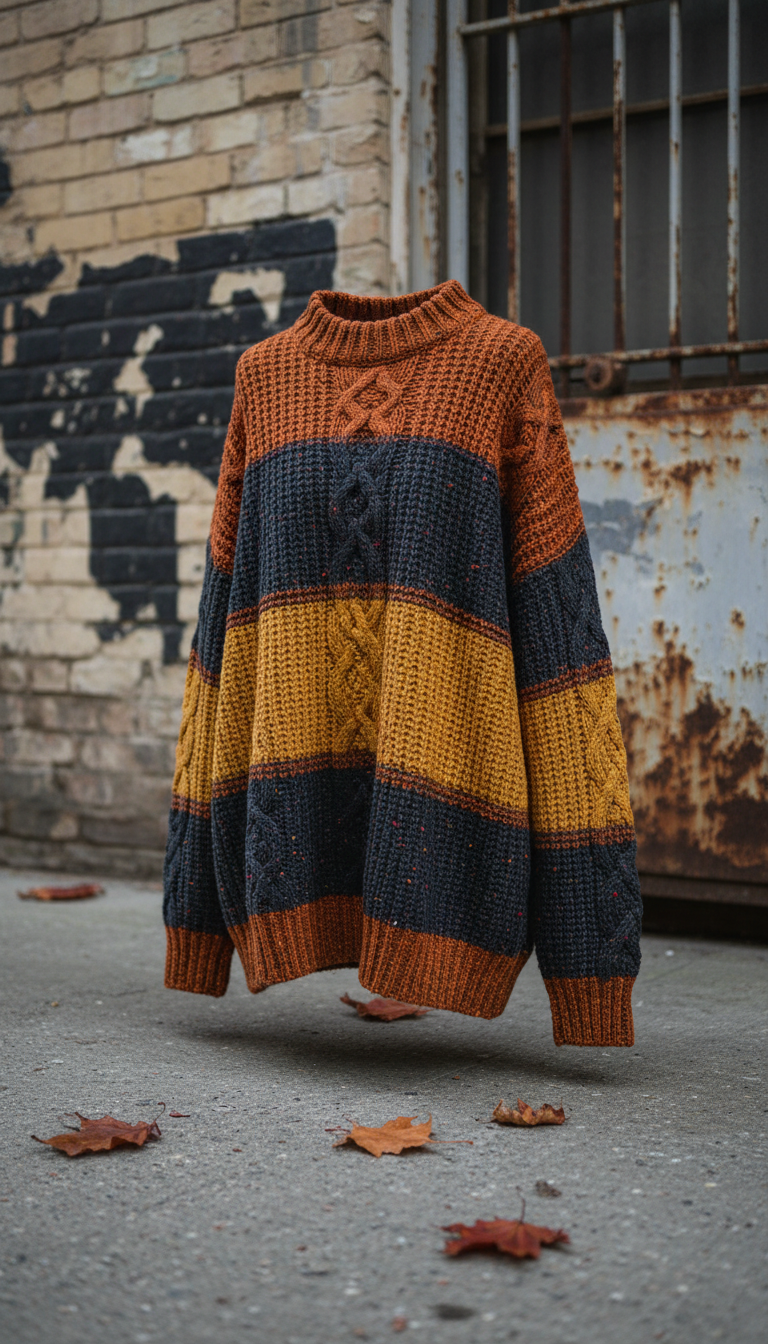 Oversized knit sweater in pumpkin spice