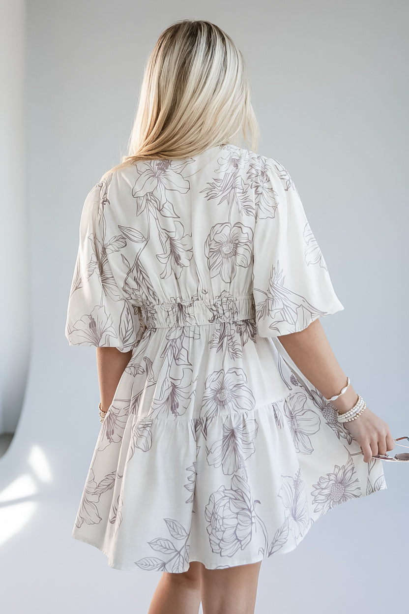 It's Giving Yes Cream Floral Mini Dress
