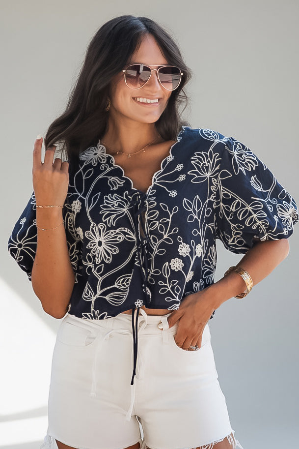 Dressed For It Floral Embroidered Blouse
