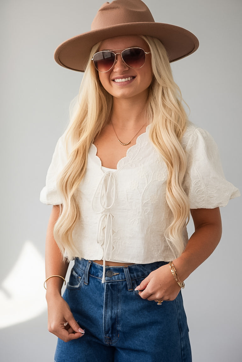 Dressed For It Floral Embroidered Blouse