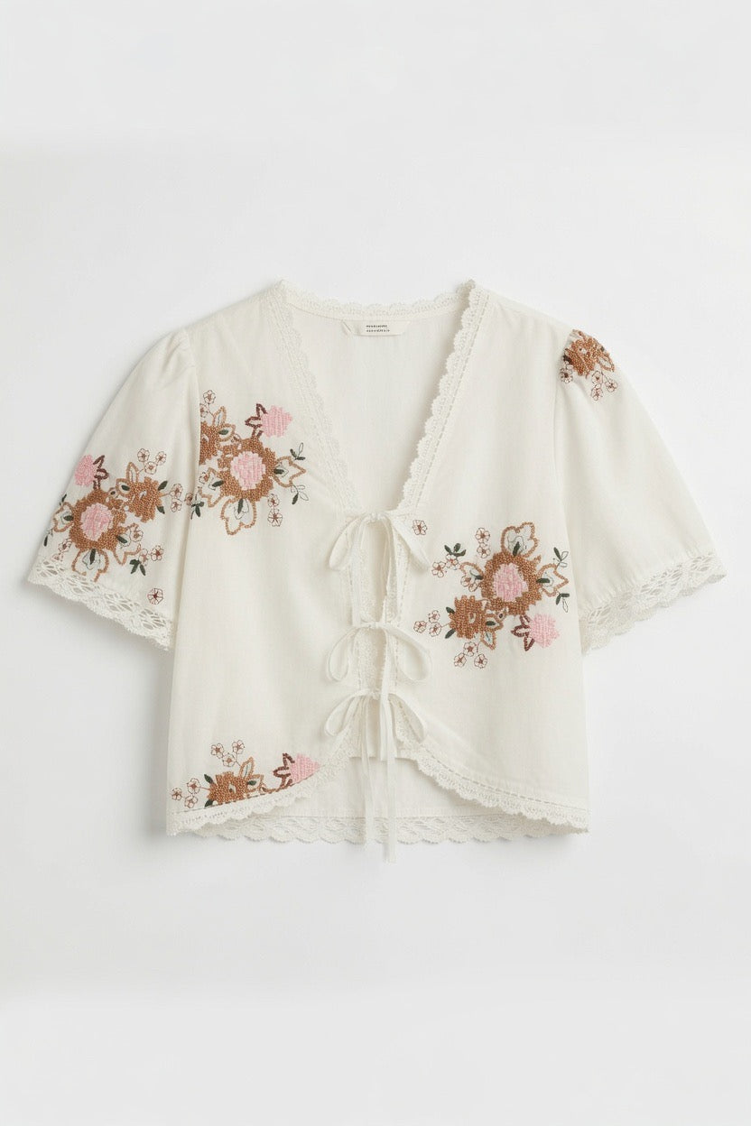 Wildflower Wishes White Embroidered Blouse