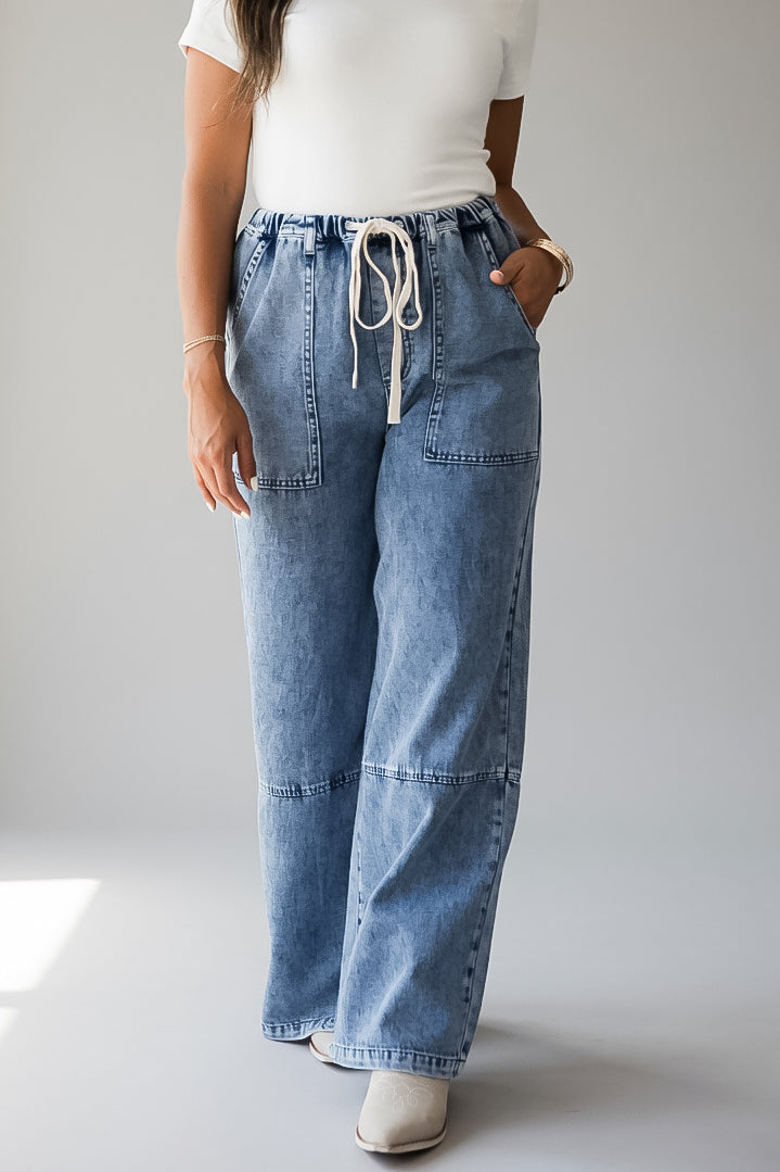 Murphy Wide Leg Drawstring Denim Pants