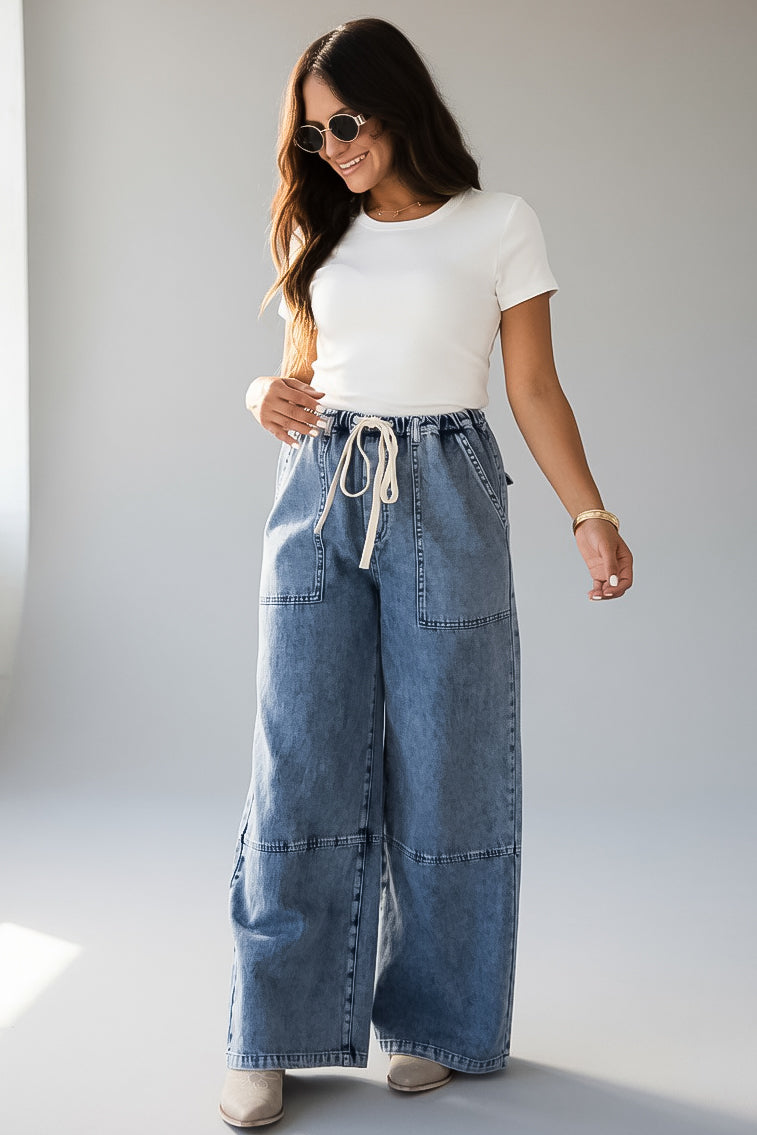 Murphy Wide Leg Drawstring Denim Pants
