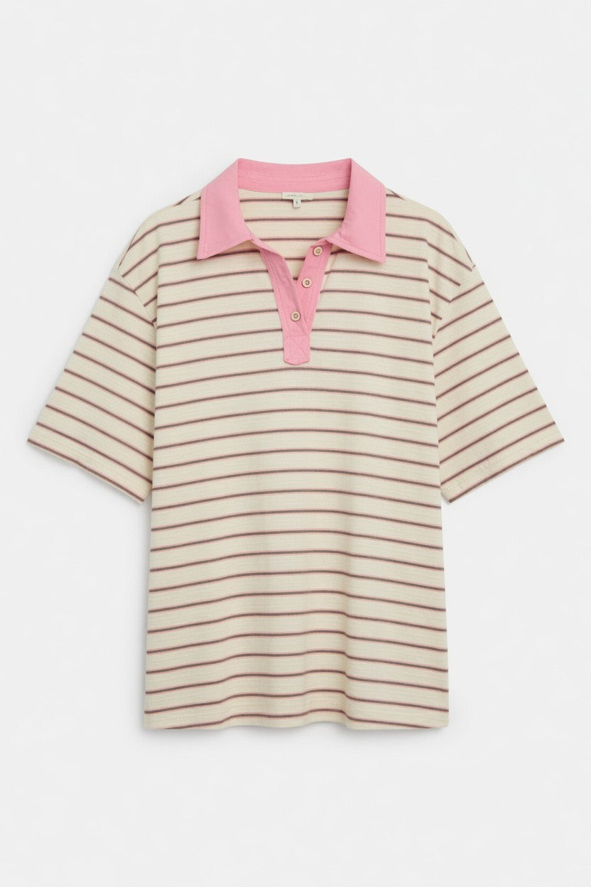Back On Campus Stripe Collared Top
