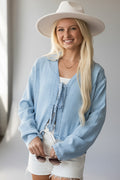 The Latest Tie-Front Lightweight Denim Blouse