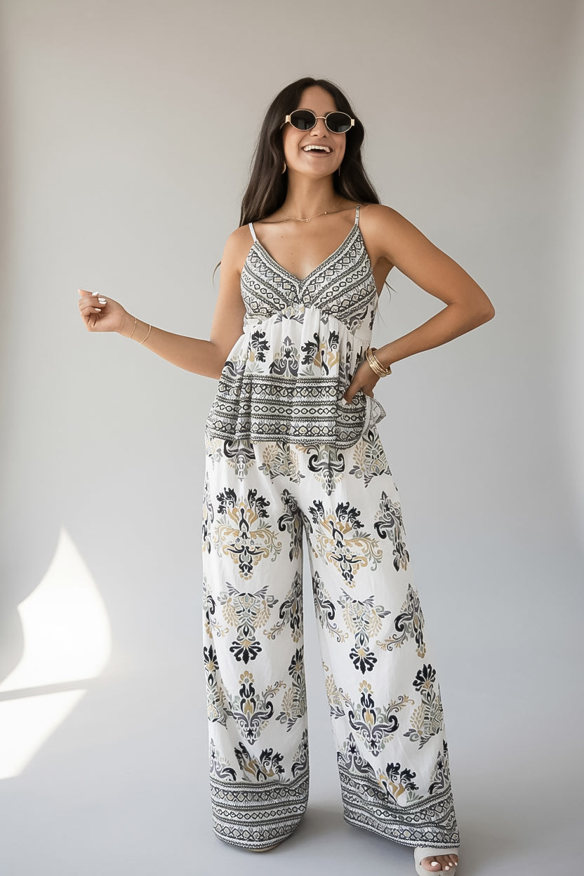 Cherish The Moment Printed Wide Leg Pants