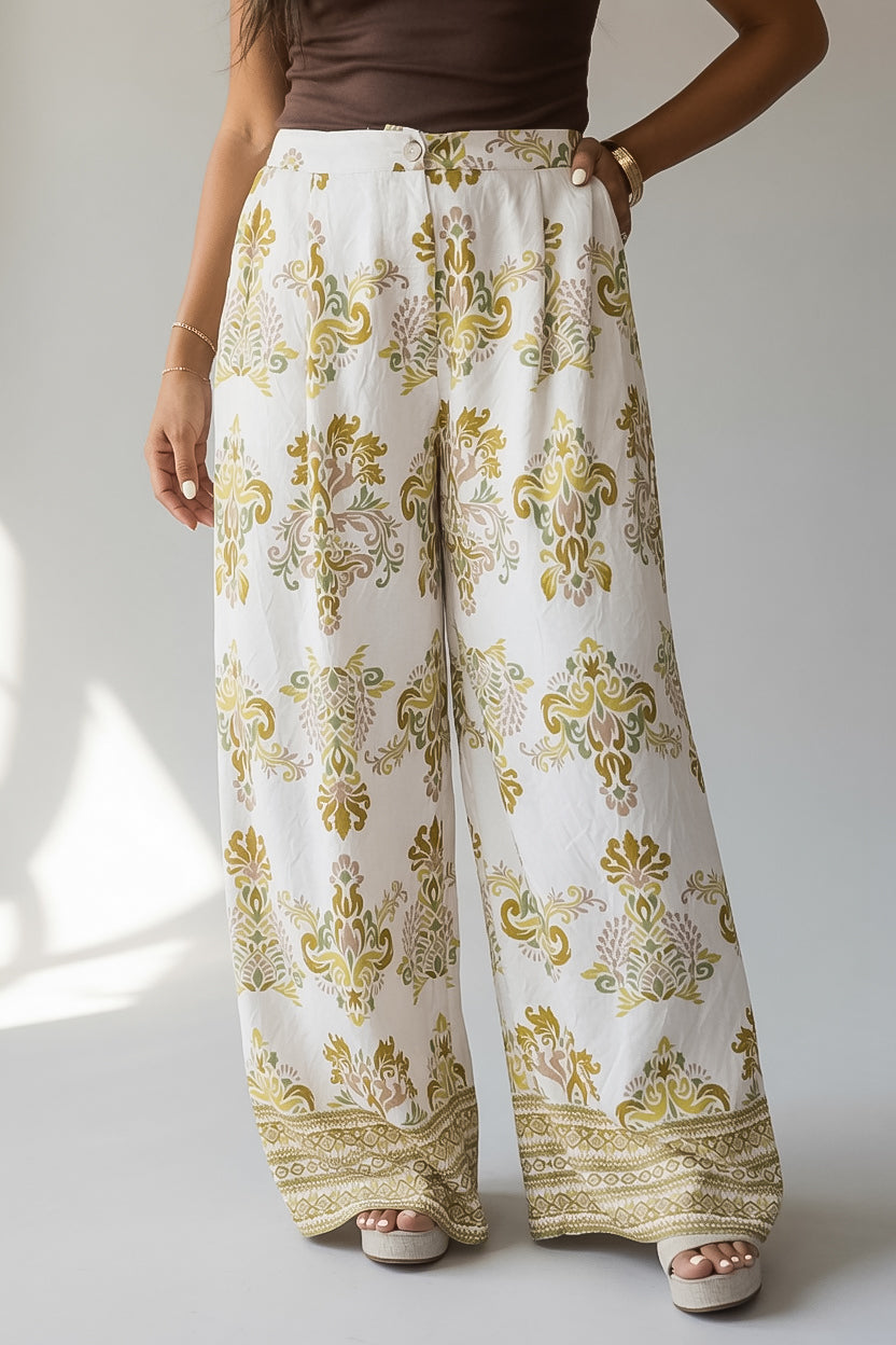 Cherish The Moment Printed Wide Leg Pants
