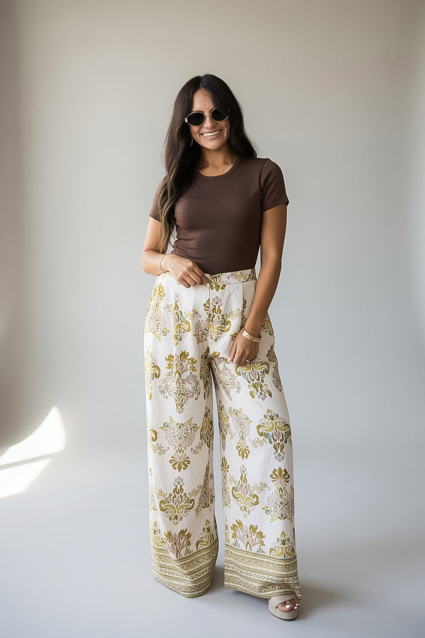 Cherish The Moment Printed Wide Leg Pants