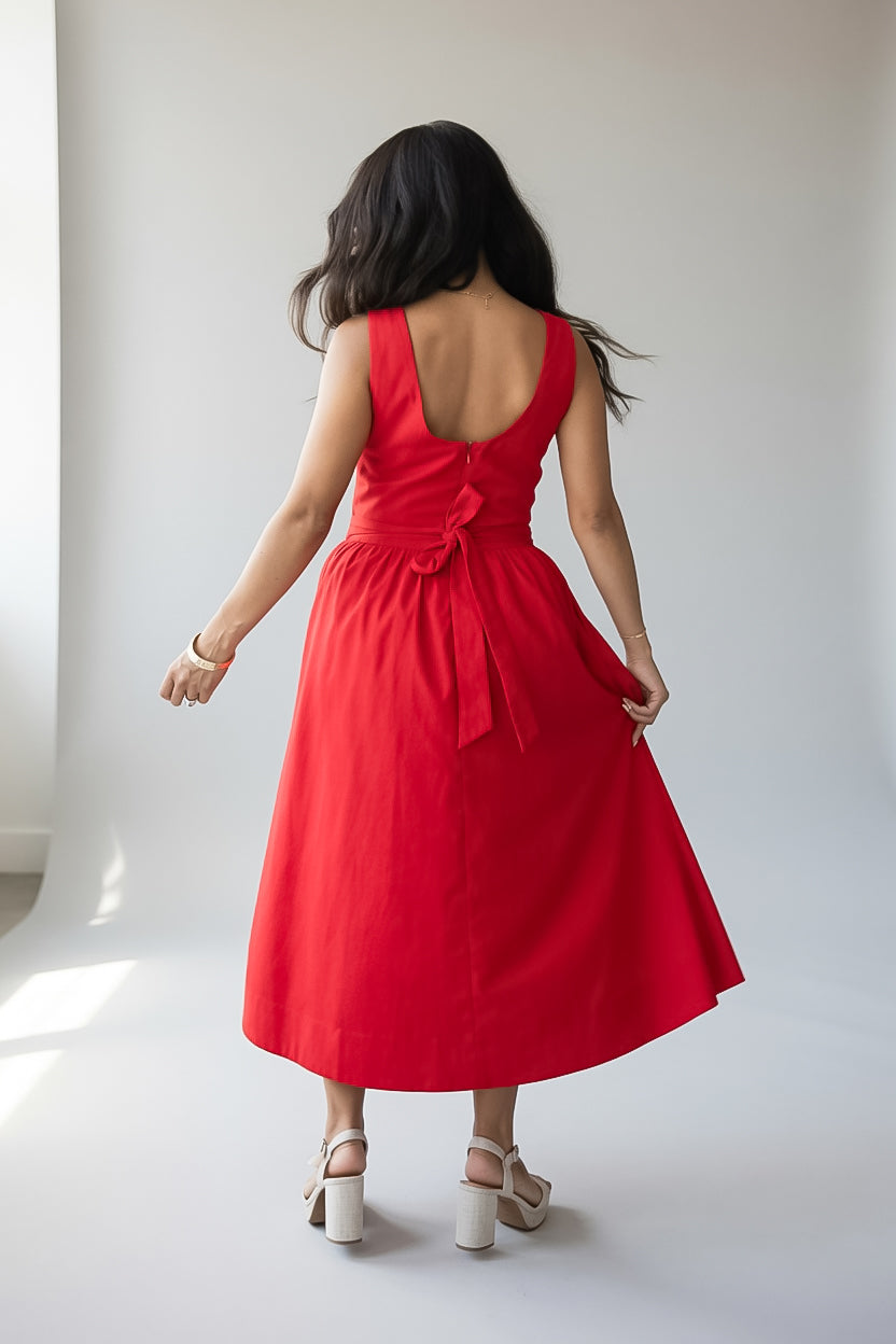 Can't Give You Up Red Midi Dress