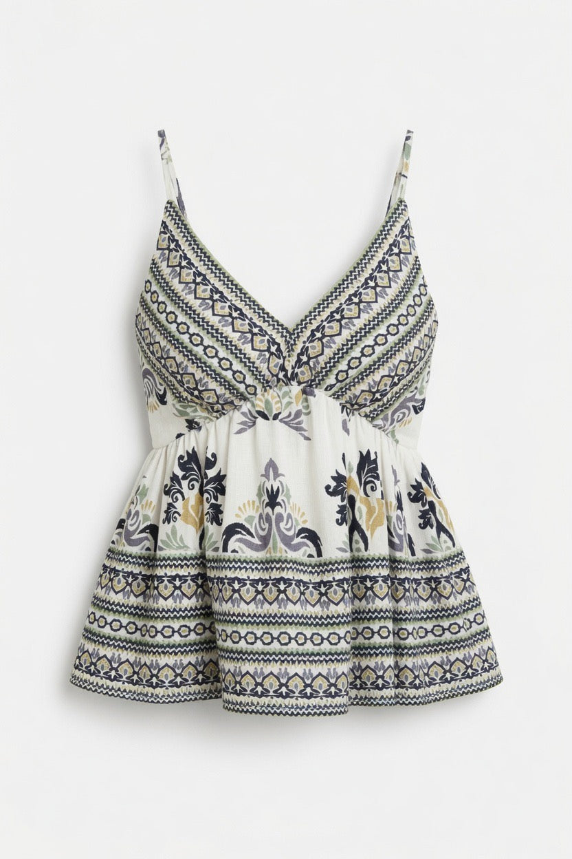 Cherish The Moment Printed Peplum Tank