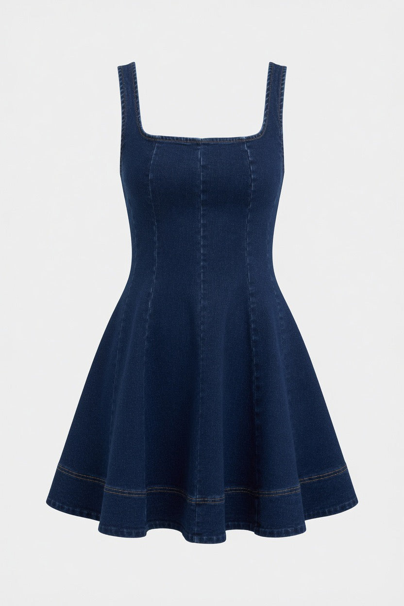 Know It All Dark Wash Denim Mini Dress