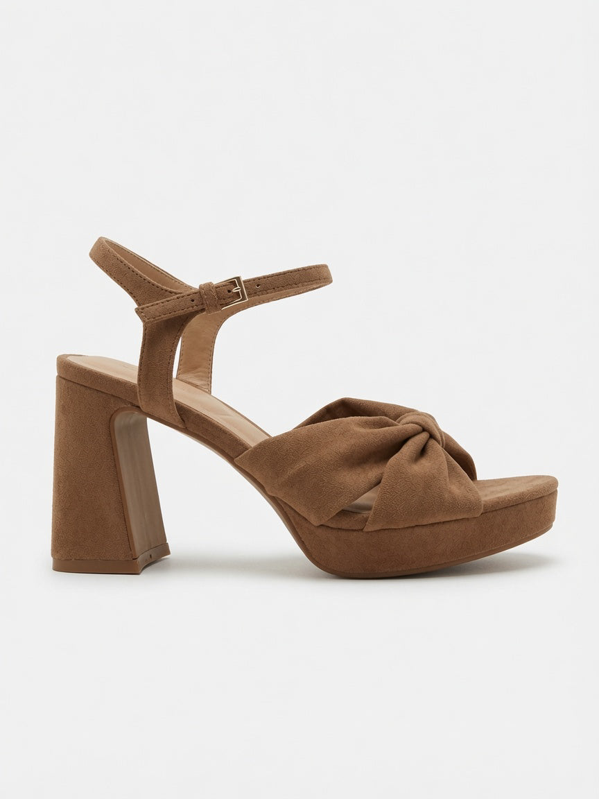 Top Of The List Bow Suede Block Heels