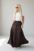 Maple Street Dark Olive Tiered Maxi Skirt