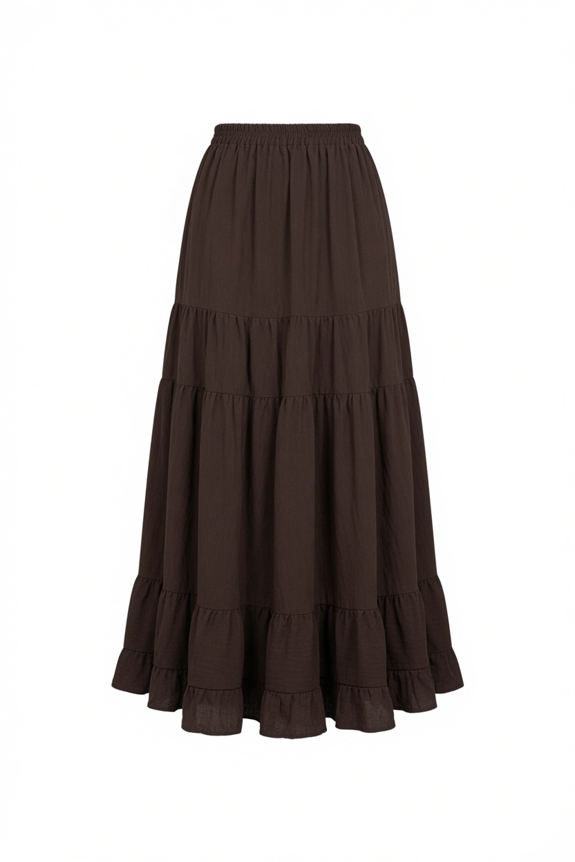 Maple Street Dark Olive Tiered Maxi Skirt