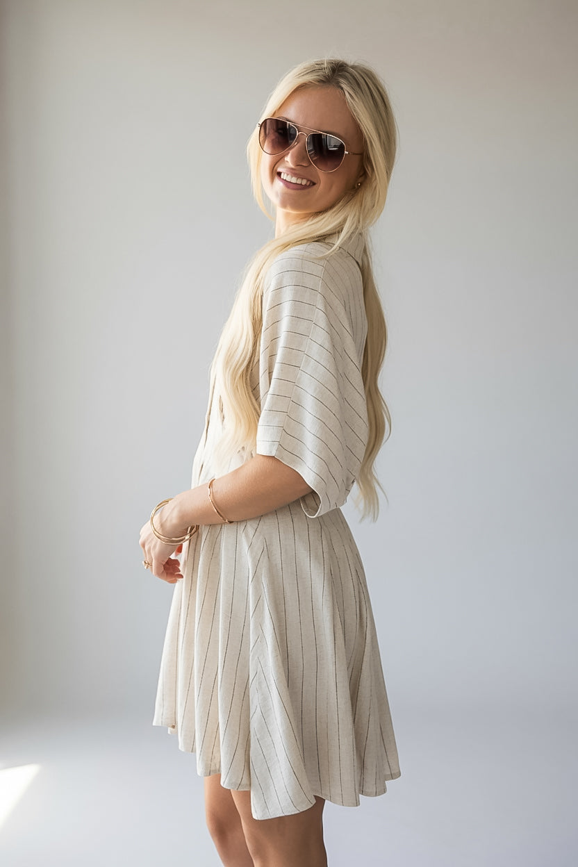 Today's The Day Natural Stripe Mini Dress