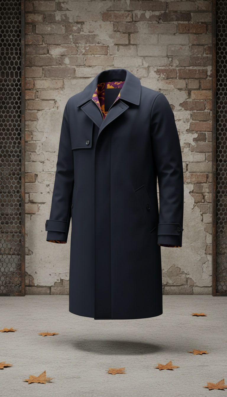 Technical trench coat in midnight navy