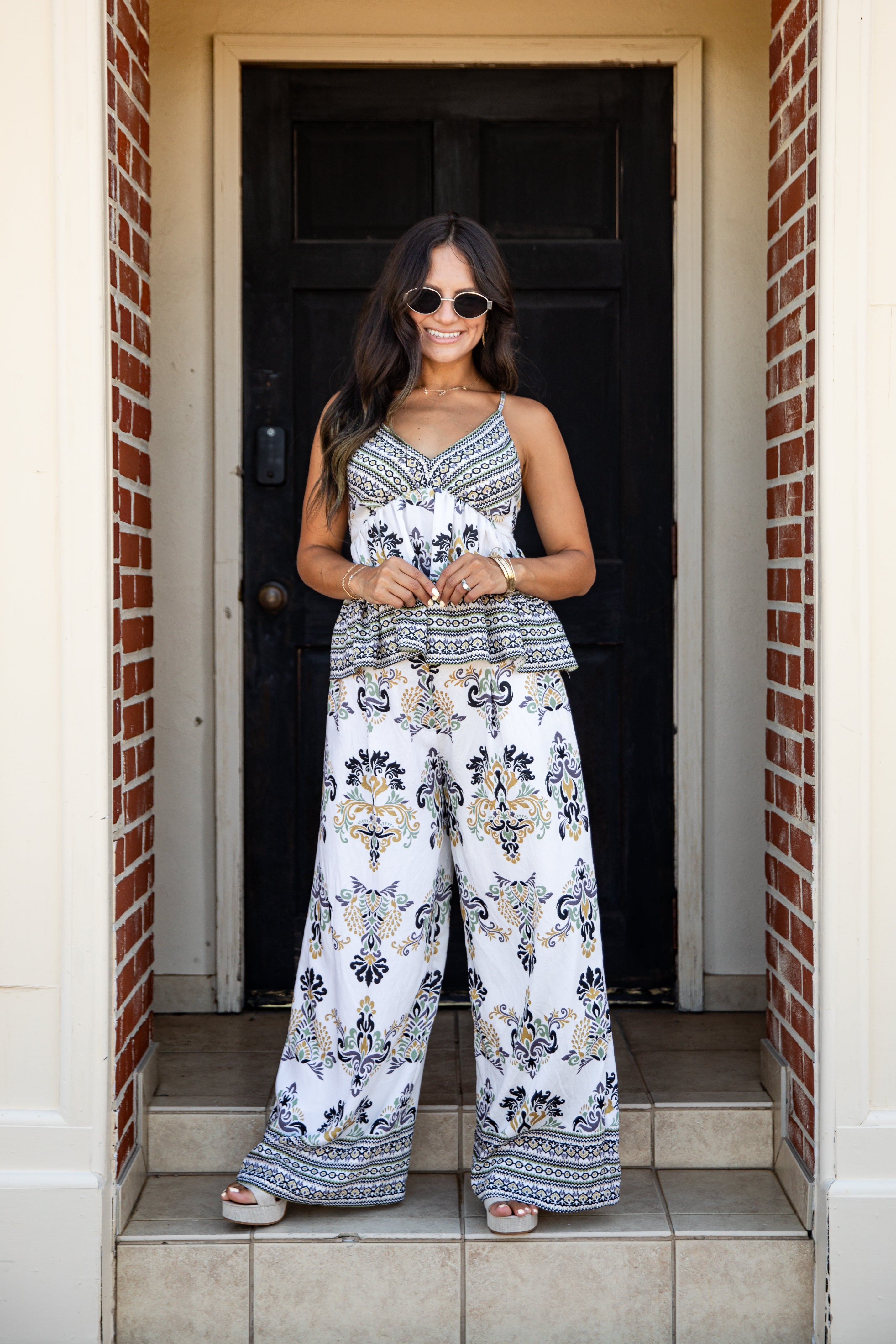 Cherish The Moment Printed Wide Leg Pants