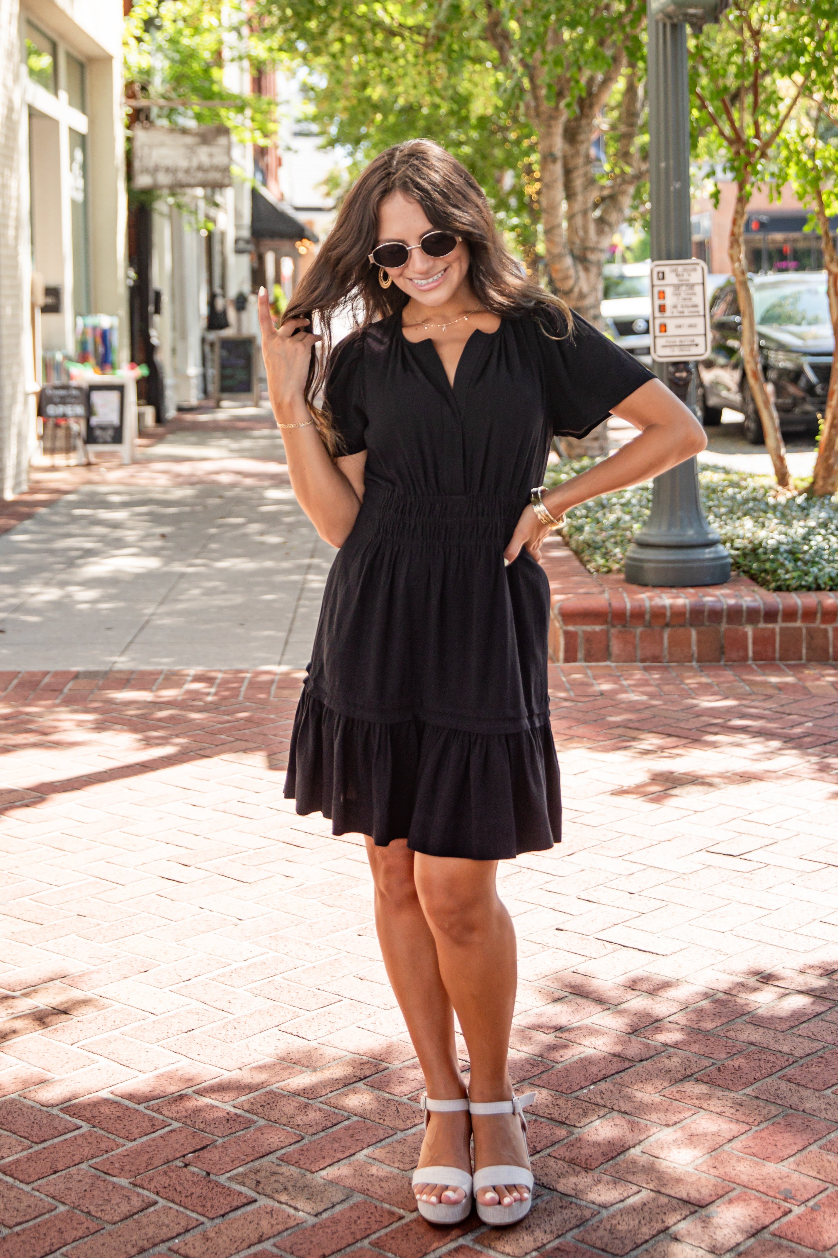 Apple Orchid Smocked Waist Mini Dress