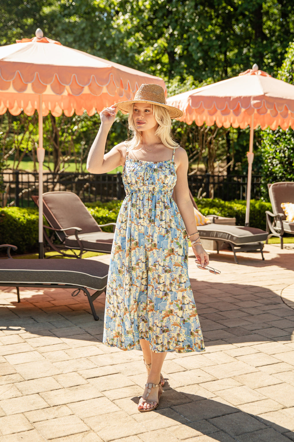 FINAL SALE - Ciao Bella European Print Blue Midi Dress
