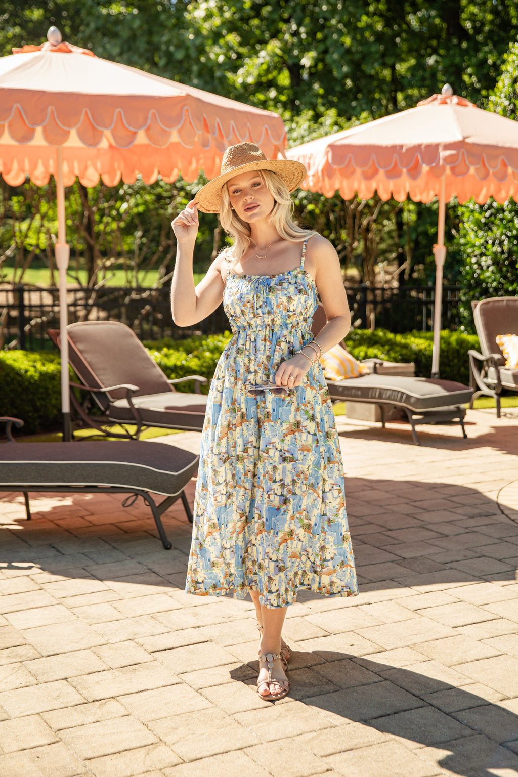 FINAL SALE - Ciao Bella European Print Blue Midi Dress