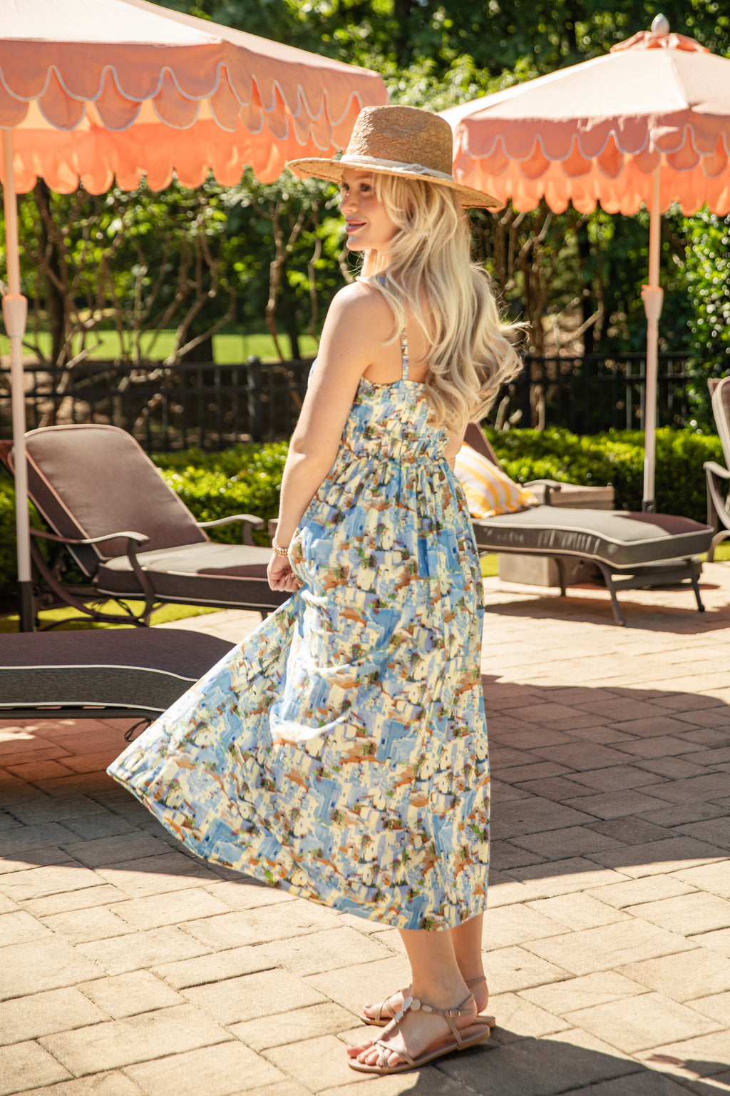 FINAL SALE - Ciao Bella European Print Blue Midi Dress