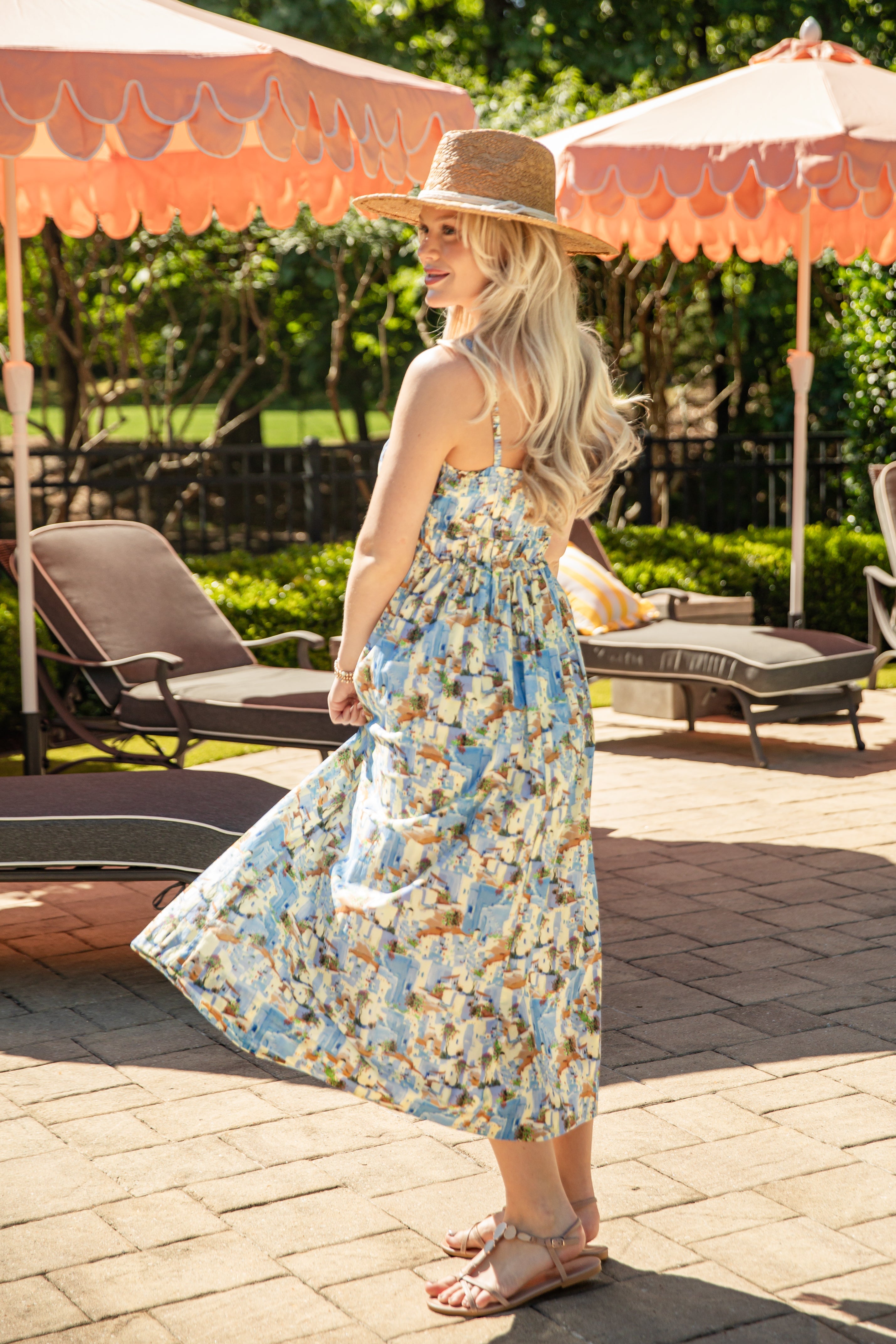 FINAL SALE - Ciao Bella European Print Blue Midi Dress