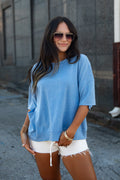 Little Details Basic Blue Top