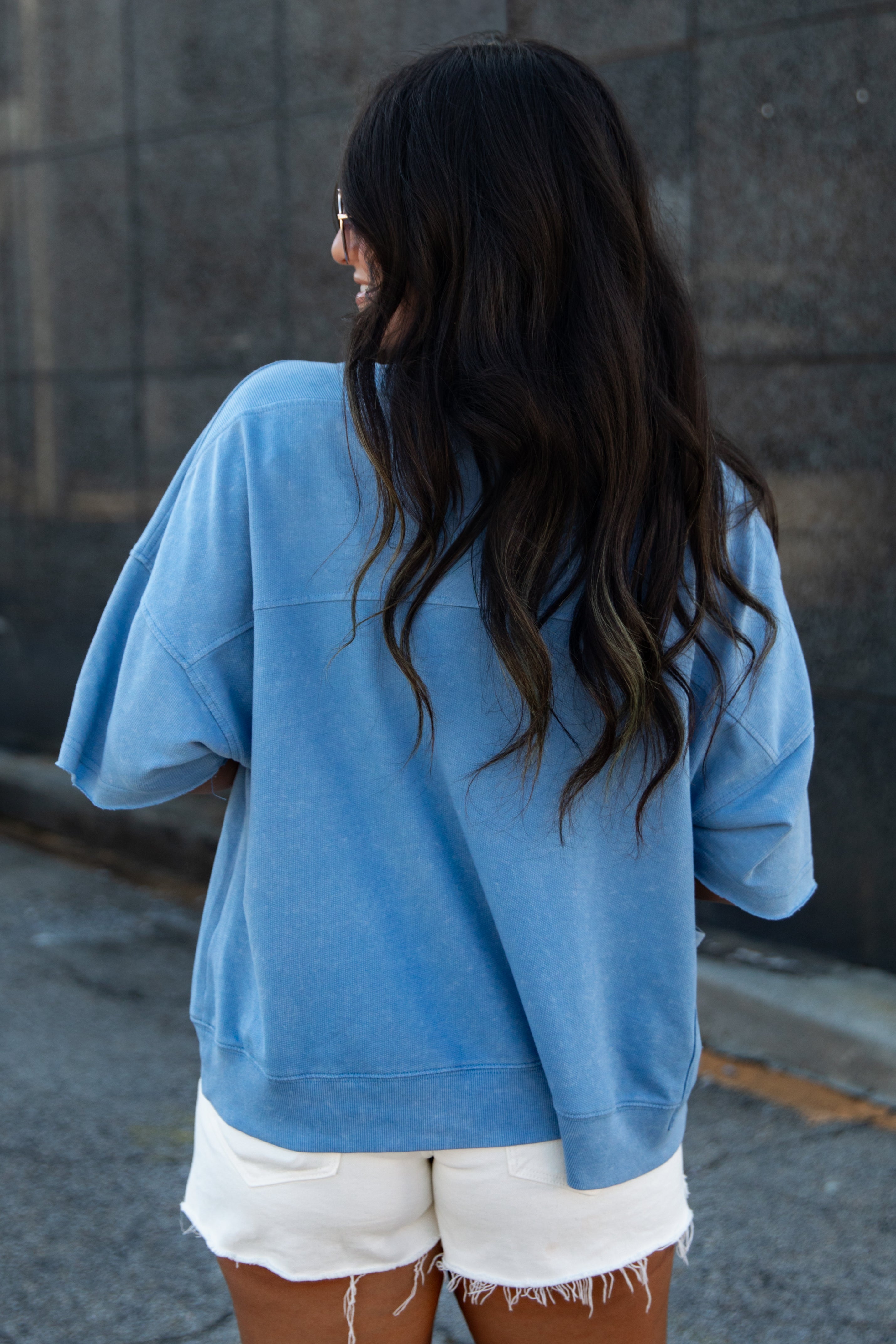 Little Details Basic Blue Top