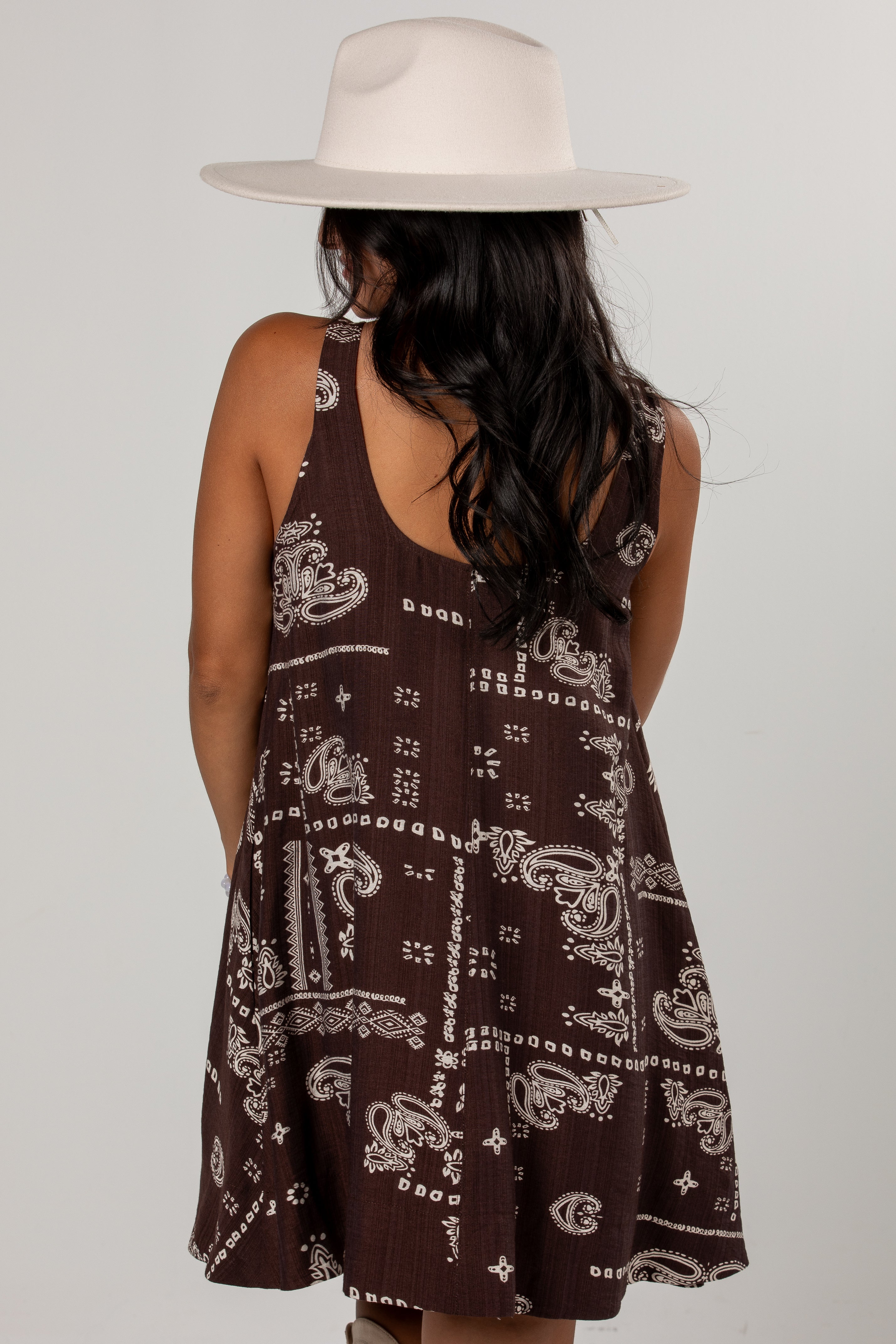 Desert Moon Brown Print Mini Dress