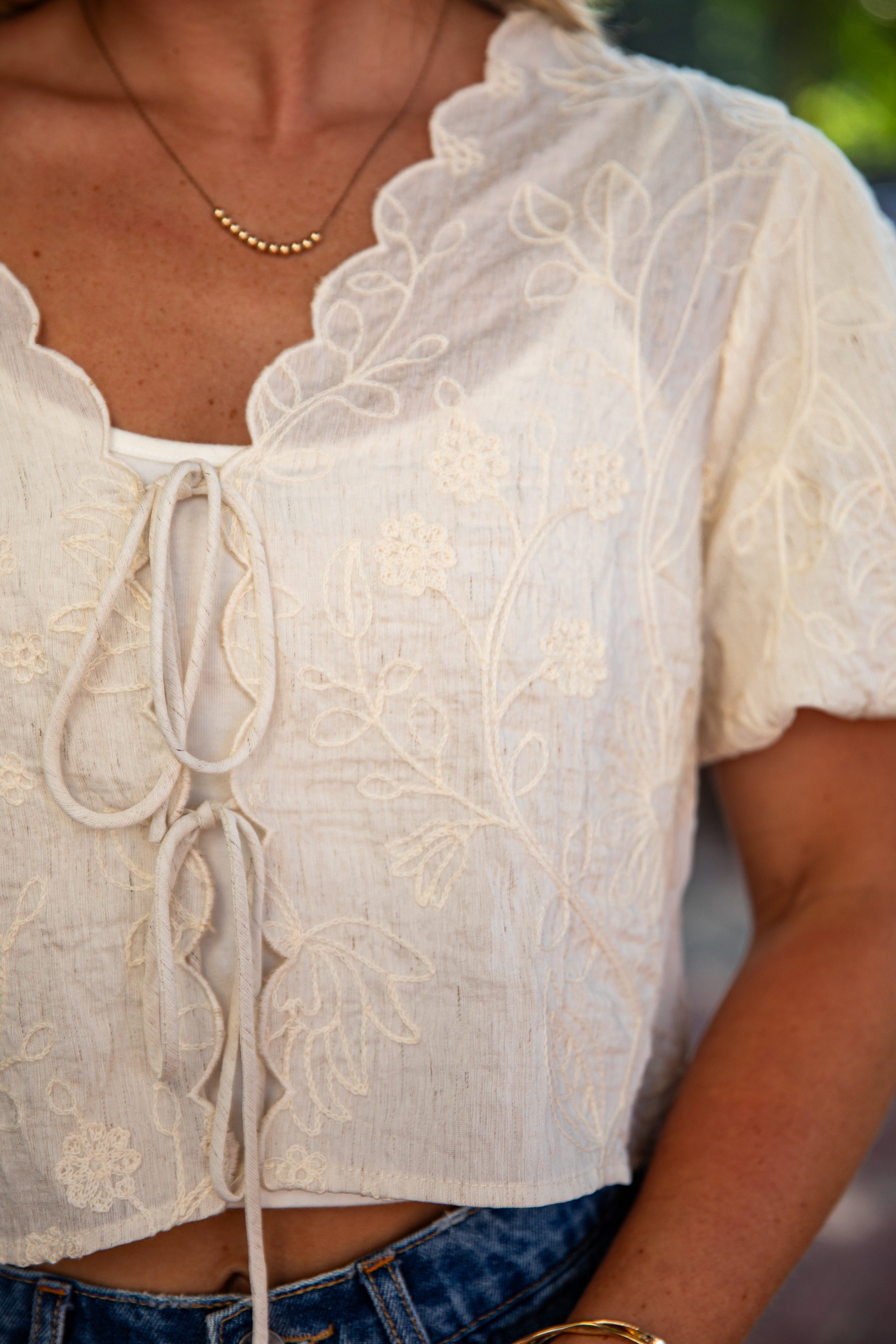 Dressed For It Floral Embroidered Blouse