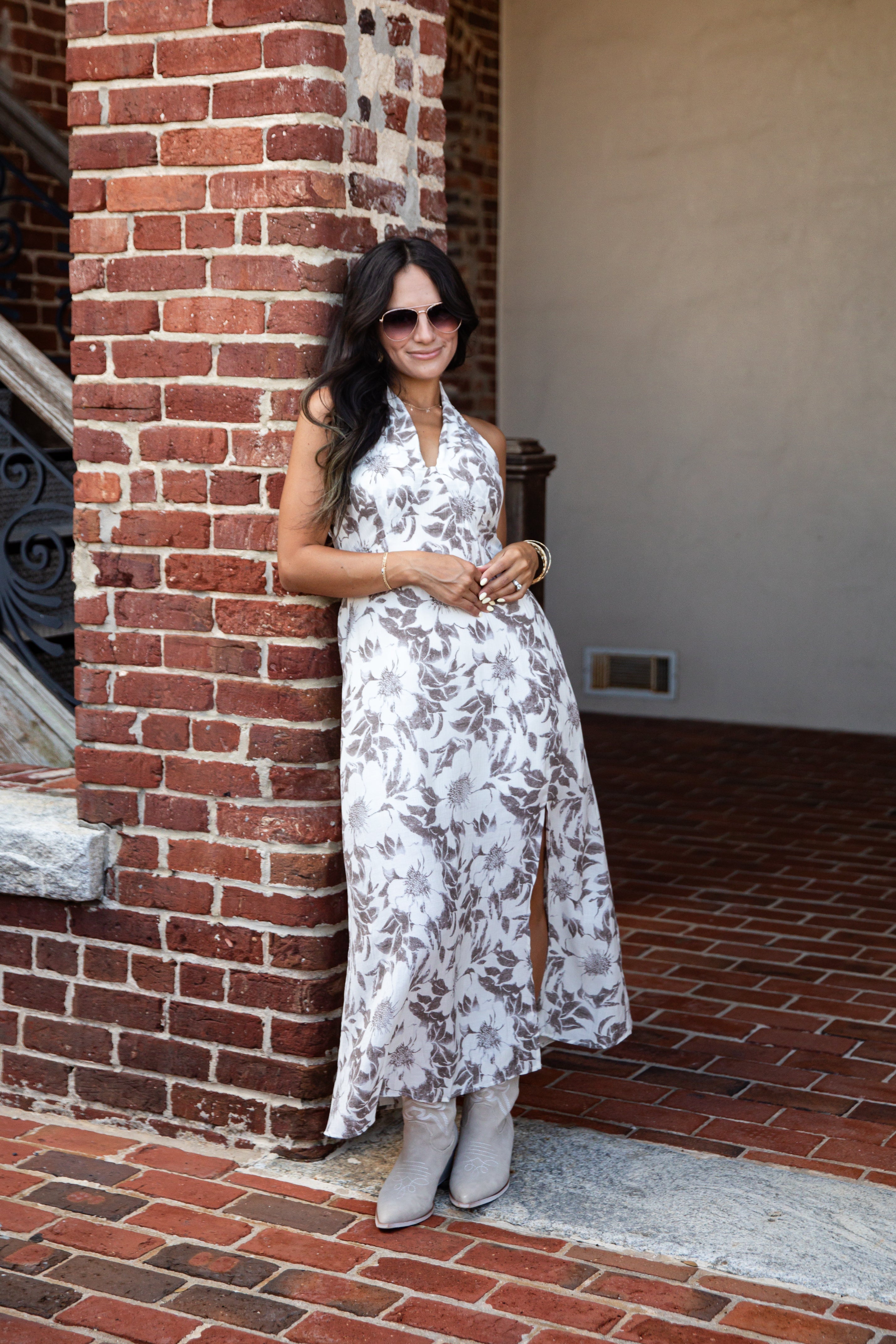 Whispering Willow Cream Floral Midi Dress