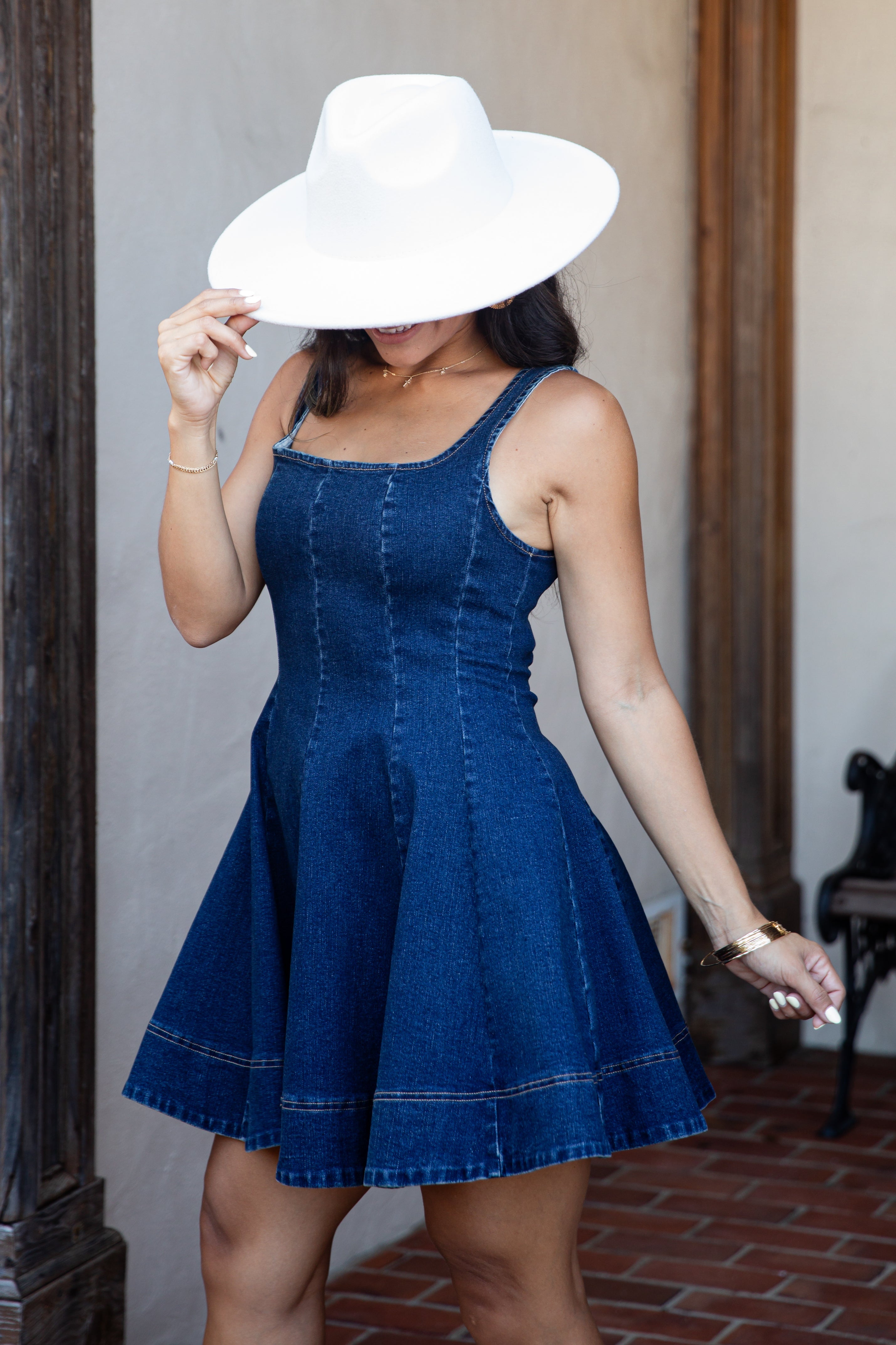 Know It All Dark Wash Denim Mini Dress