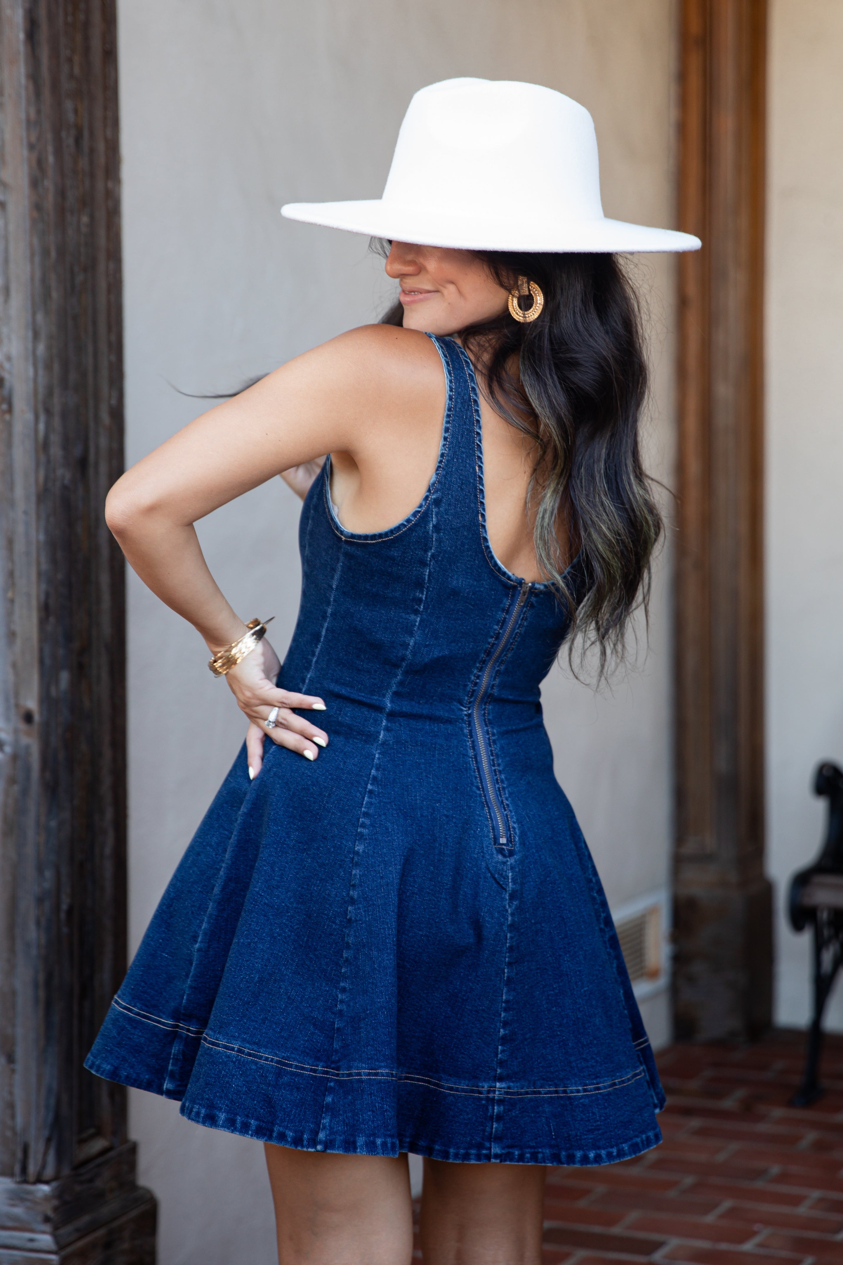Know It All Dark Wash Denim Mini Dress
