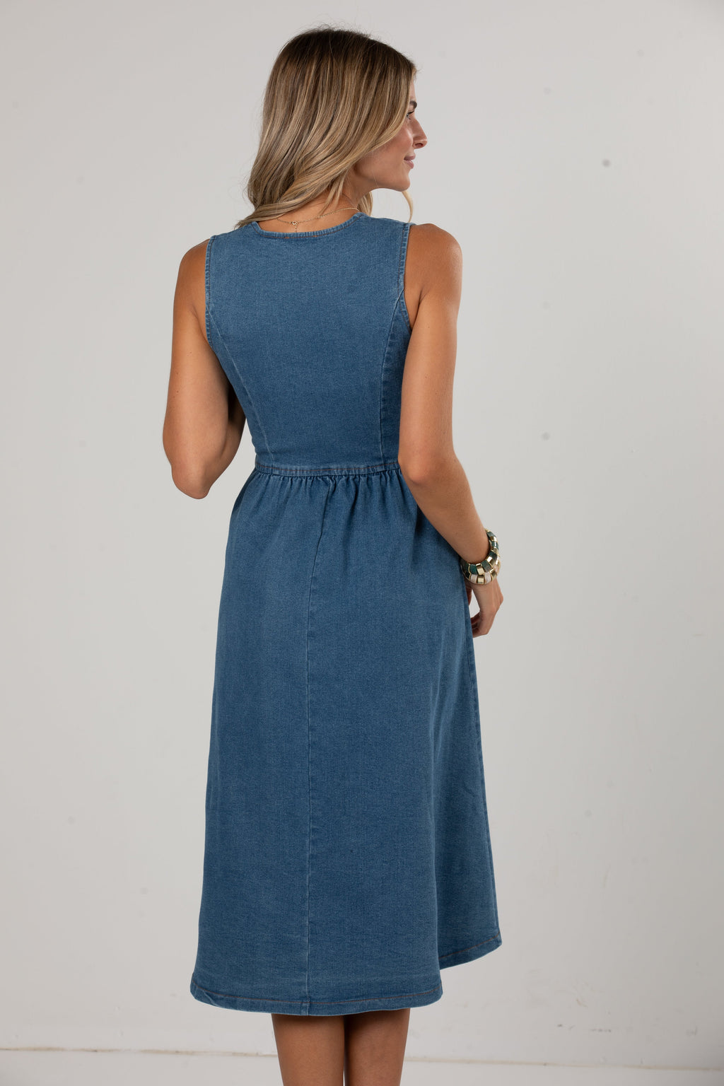 Westbrook Denim Tie Front Midi Dress