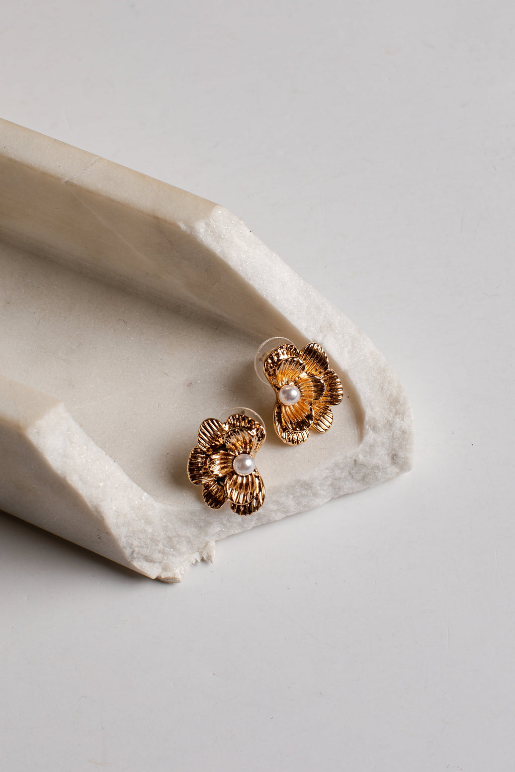 Lennox Gold Pearl Stud Earrings