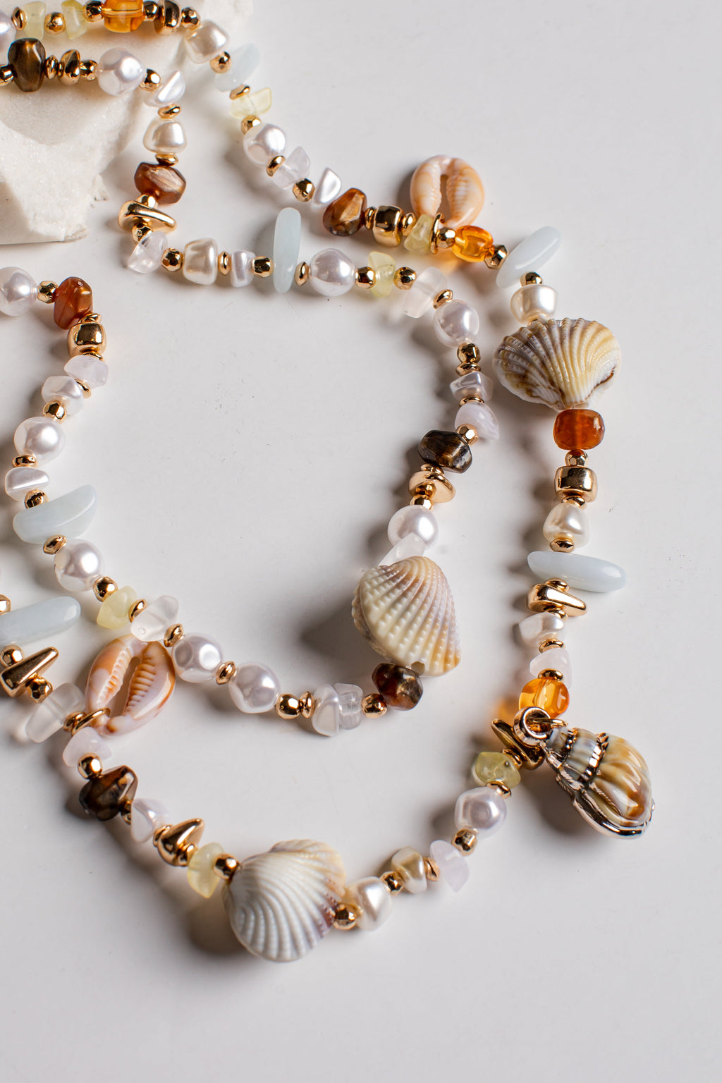Melanie Mixed Bead Gold Layered Necklace