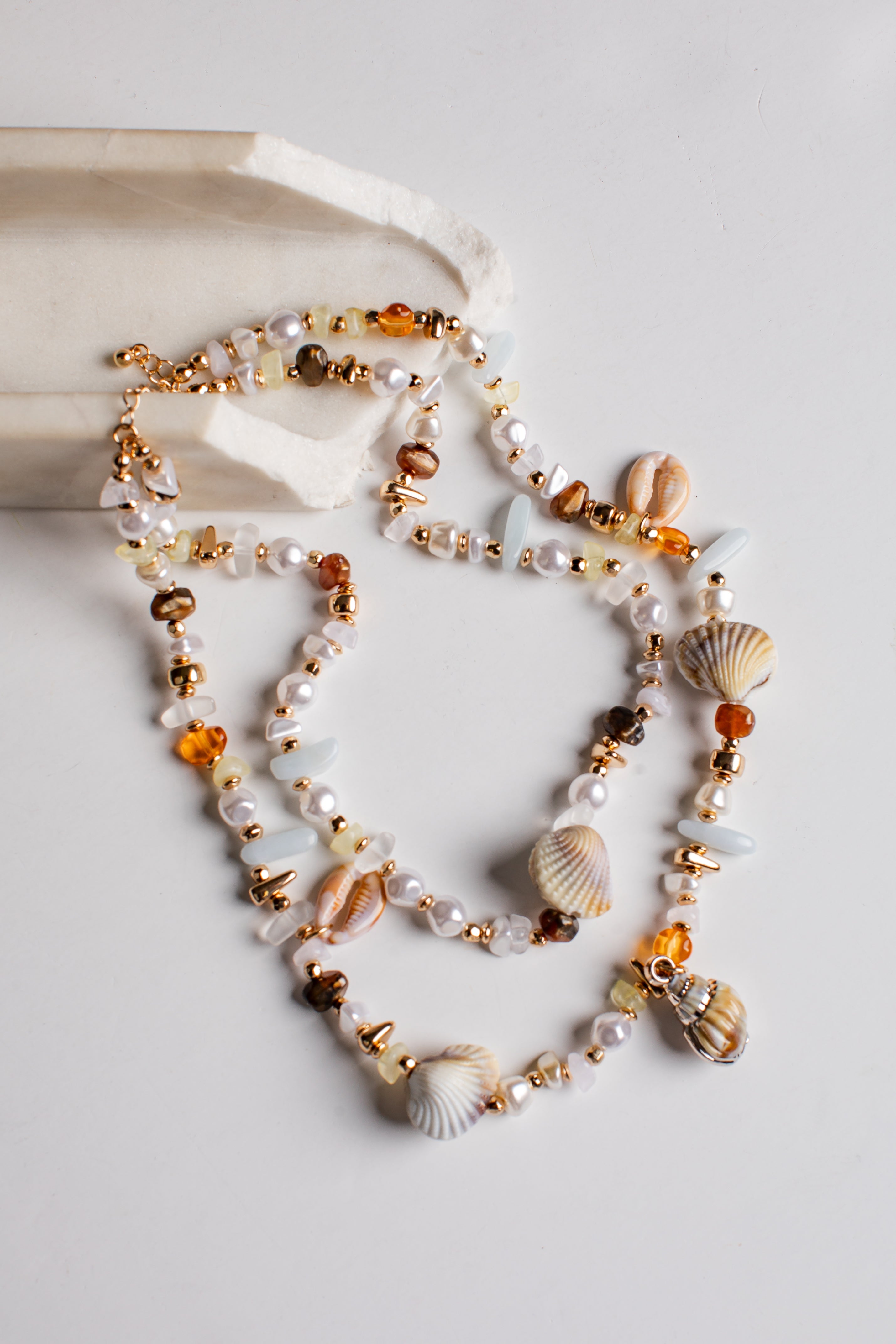 Melanie Mixed Bead Gold Layered Necklace
