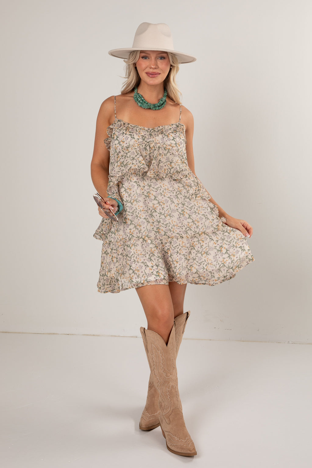 Autumn Garden Ivory Floral Mini Dress