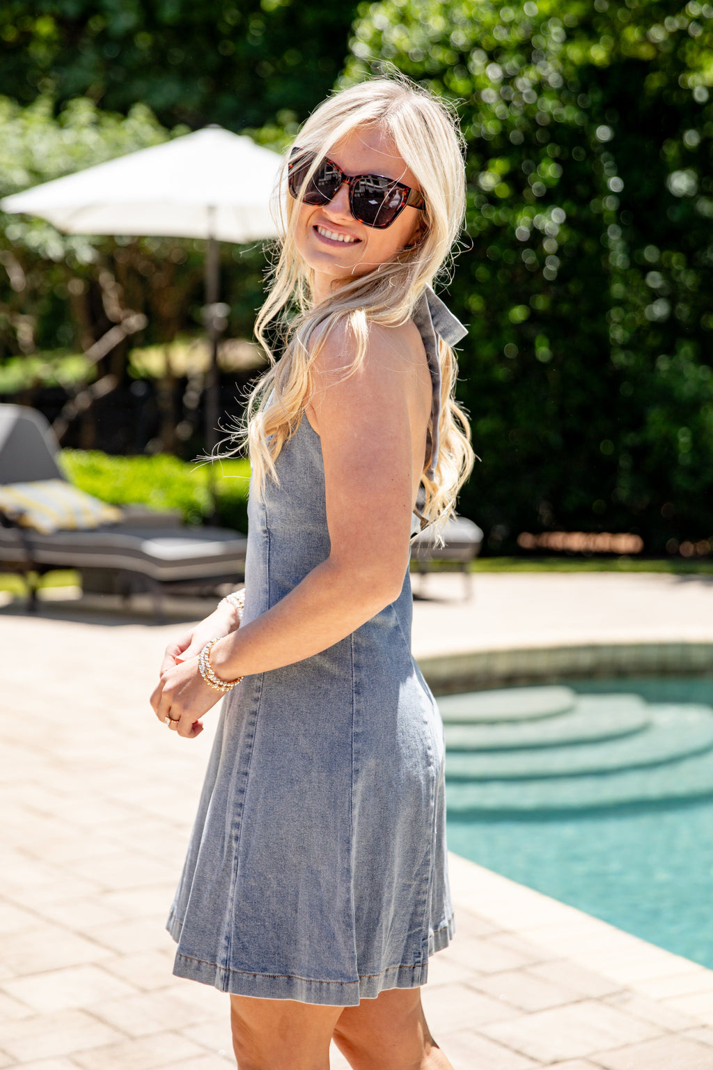 Just A Darling Light Wash Denim Mini Dress