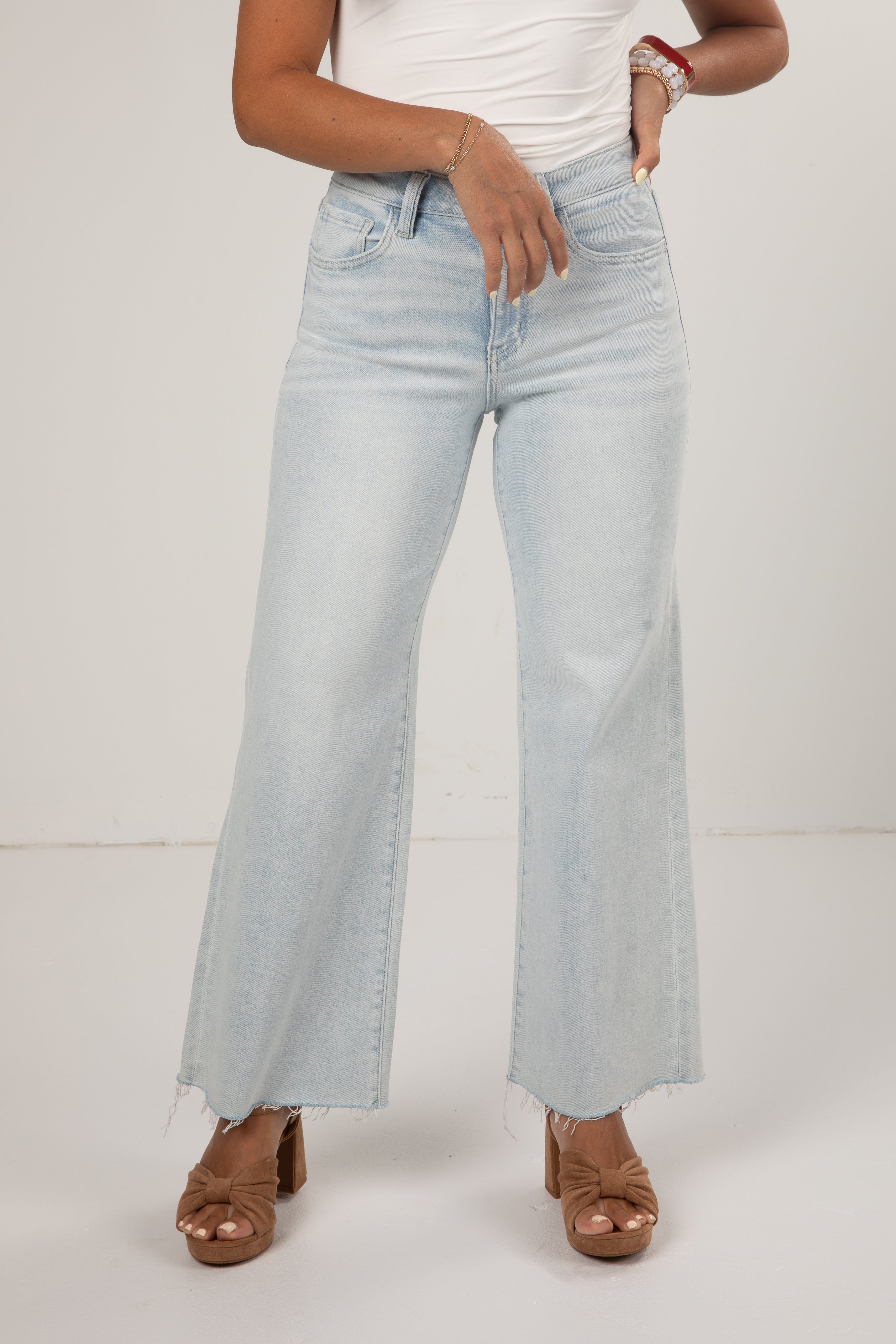 Jordan Light Wash High Rise Wide Leg Jeans