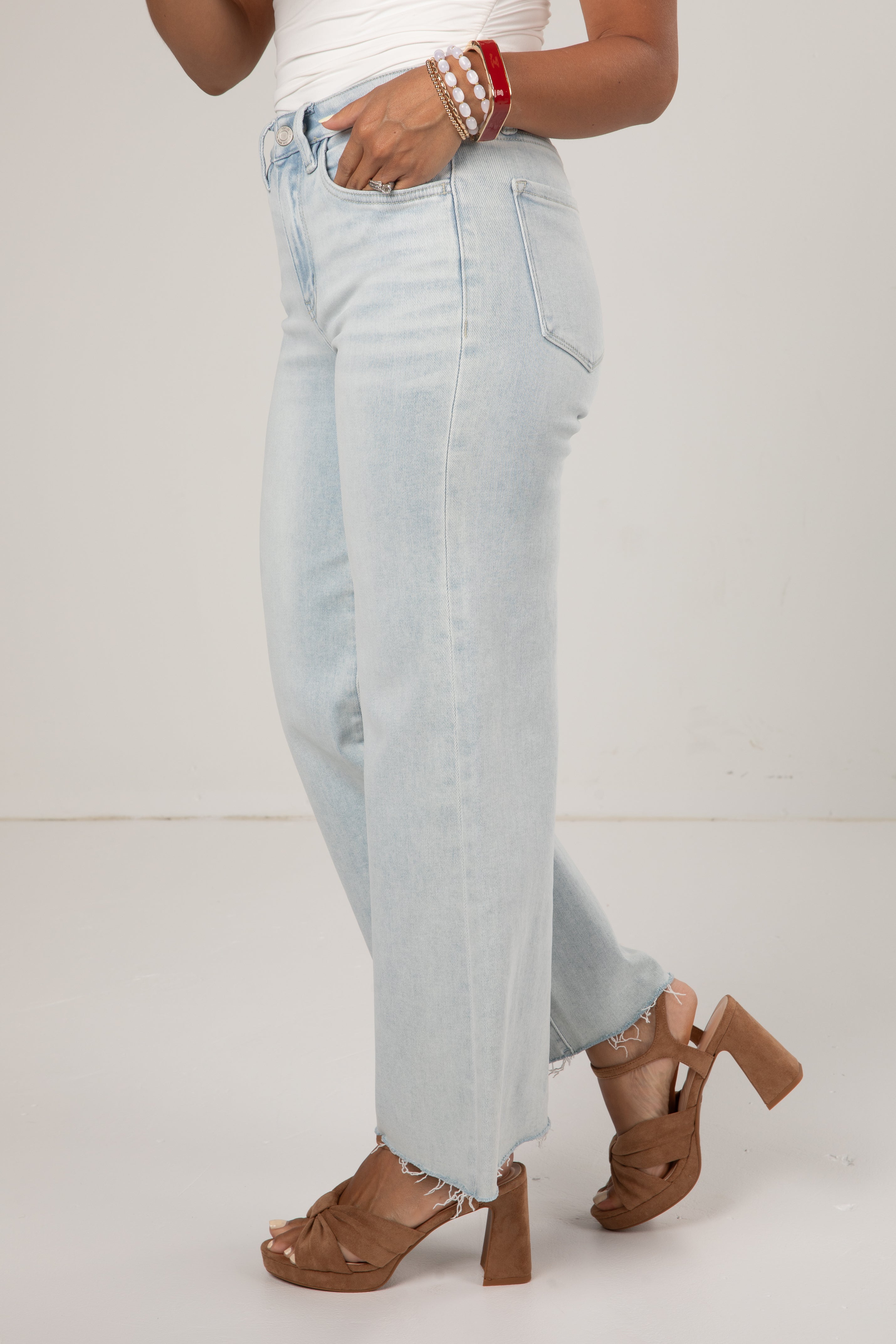 Jordan Light Wash High Rise Wide Leg Jeans