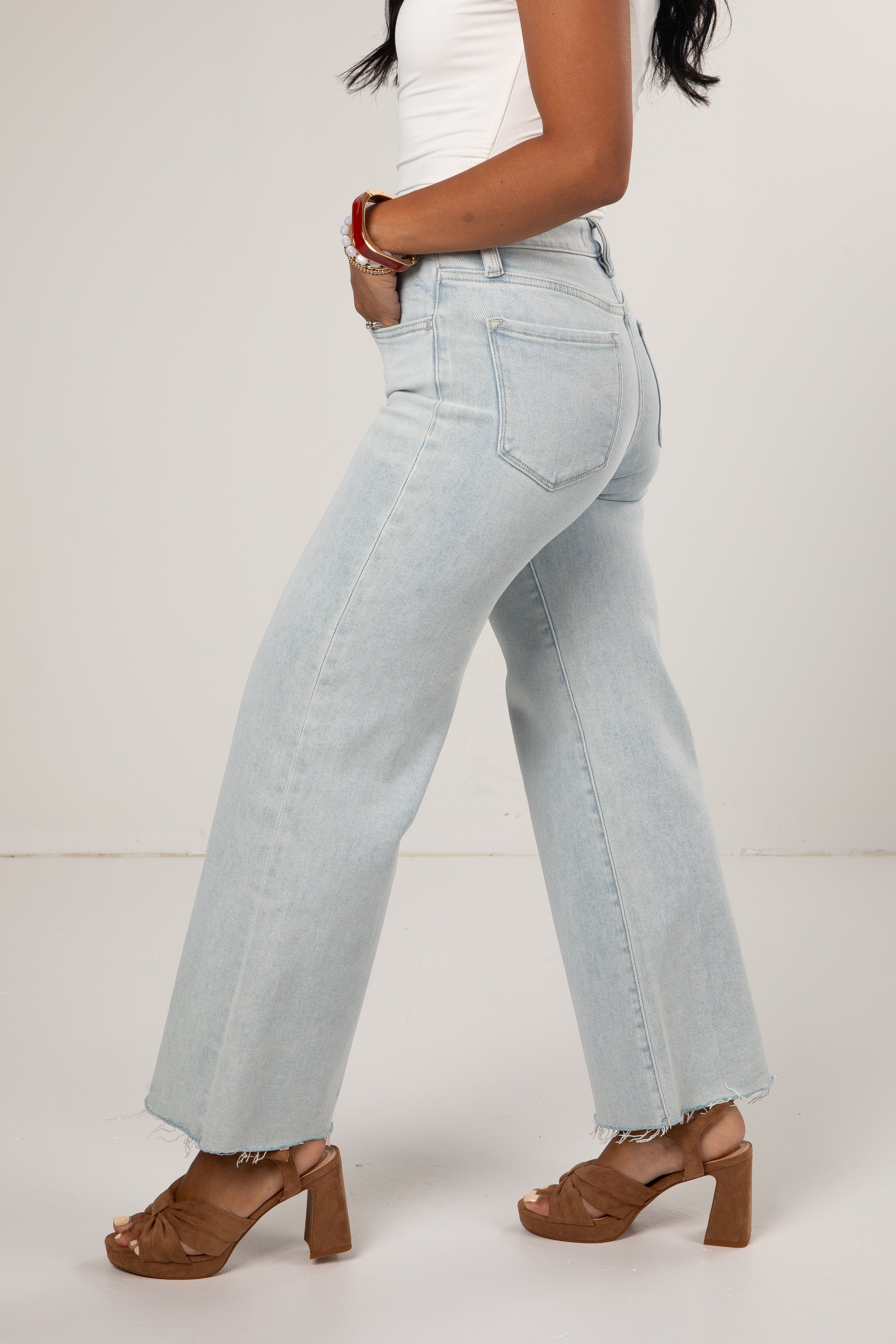 Jordan Light Wash High Rise Wide Leg Jeans
