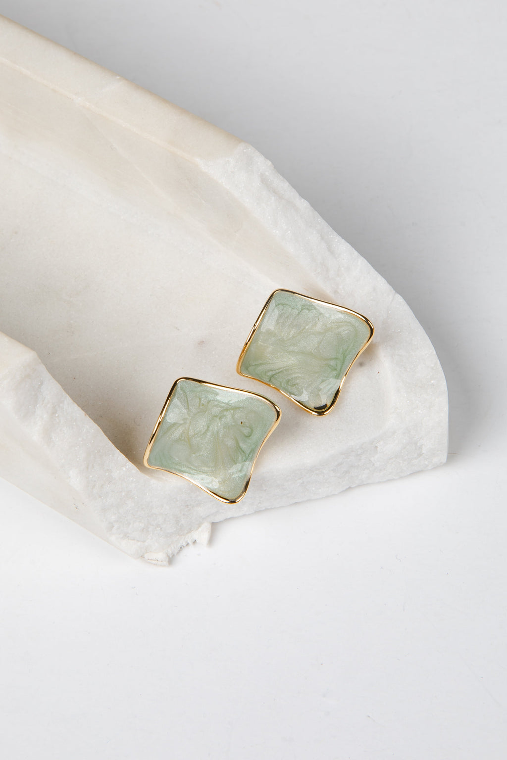 Clara Mint Emerald Stone Stud Earrings