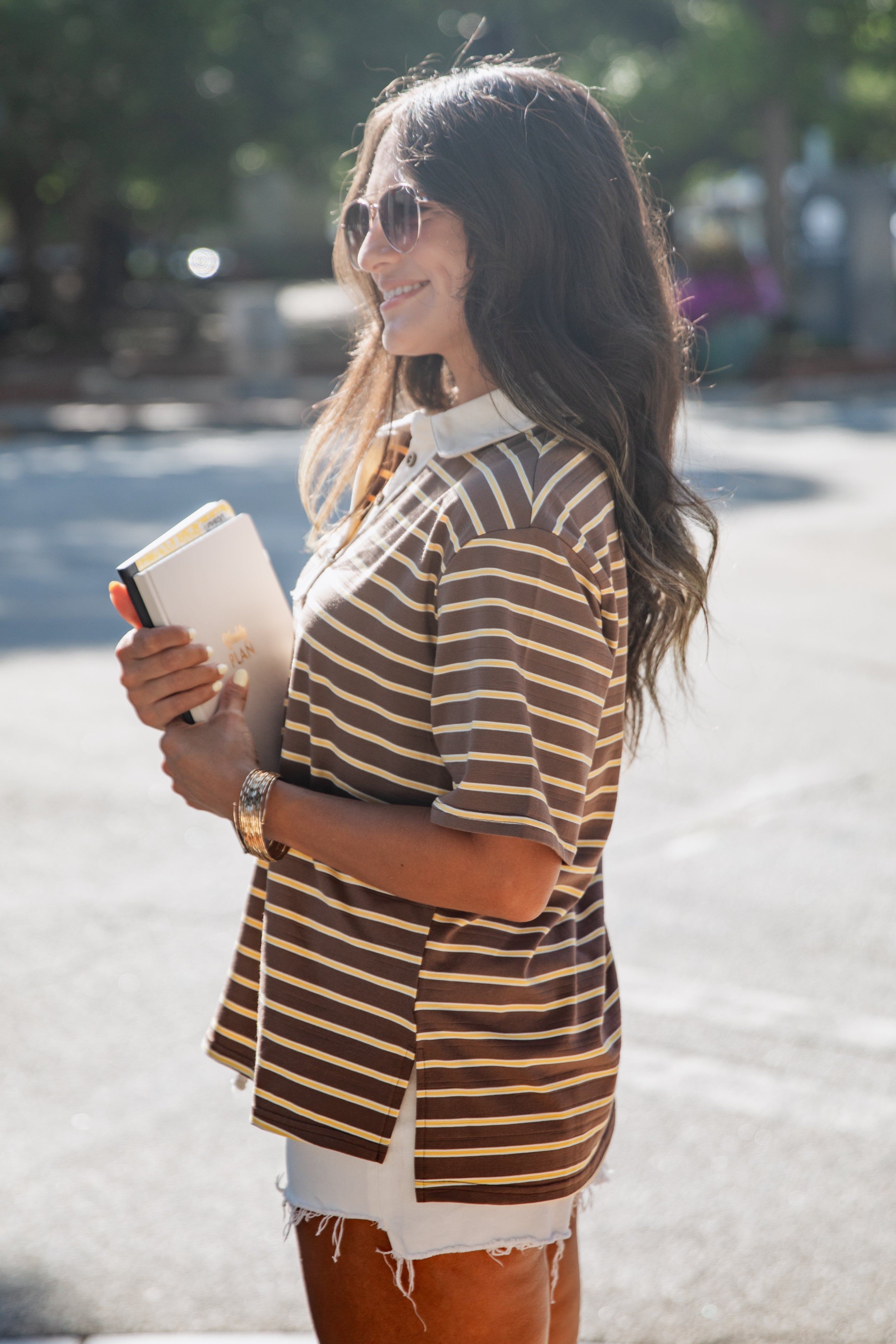 Back On Campus Stripe Collared Top