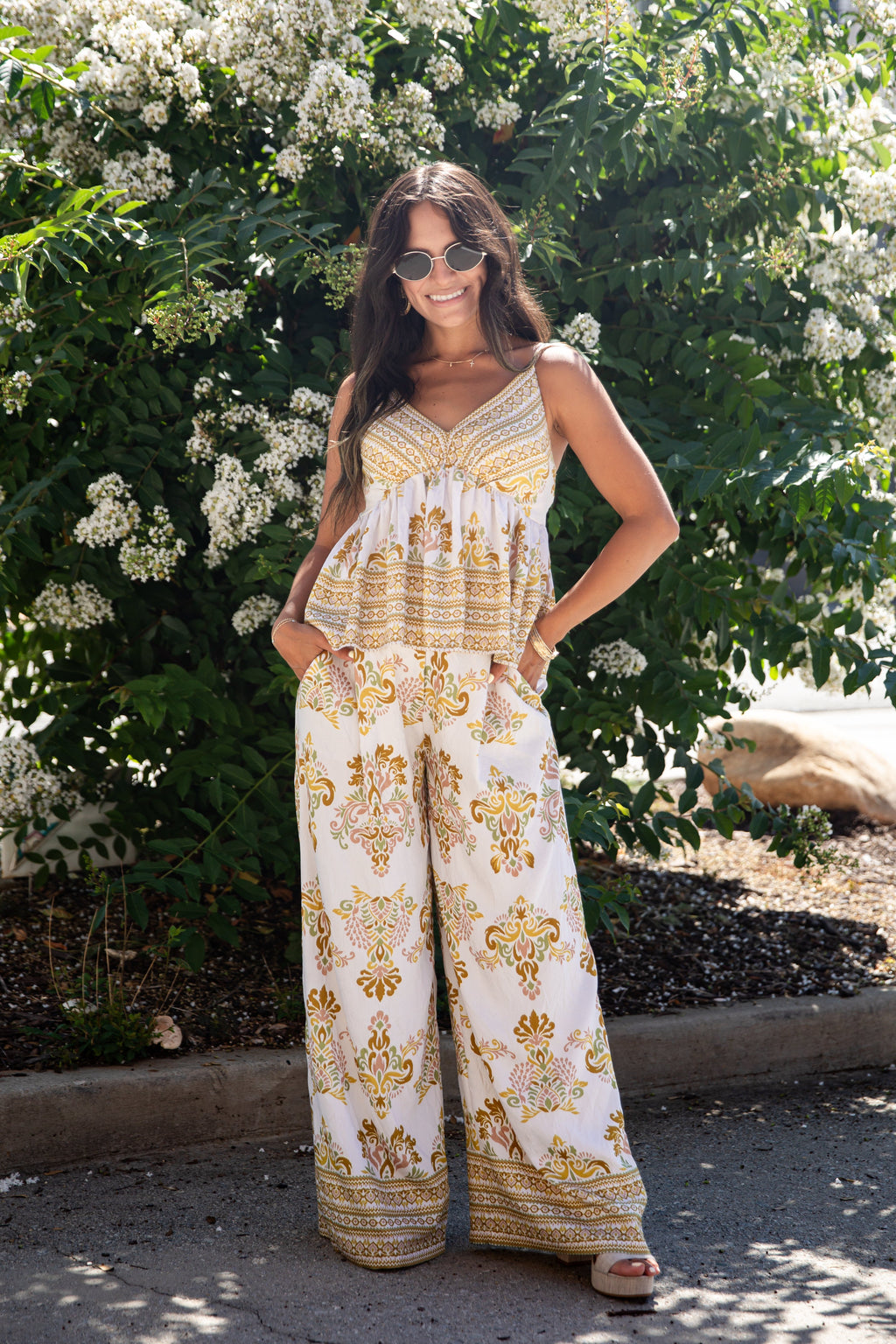 Cherish The Moment Printed Wide Leg Pants