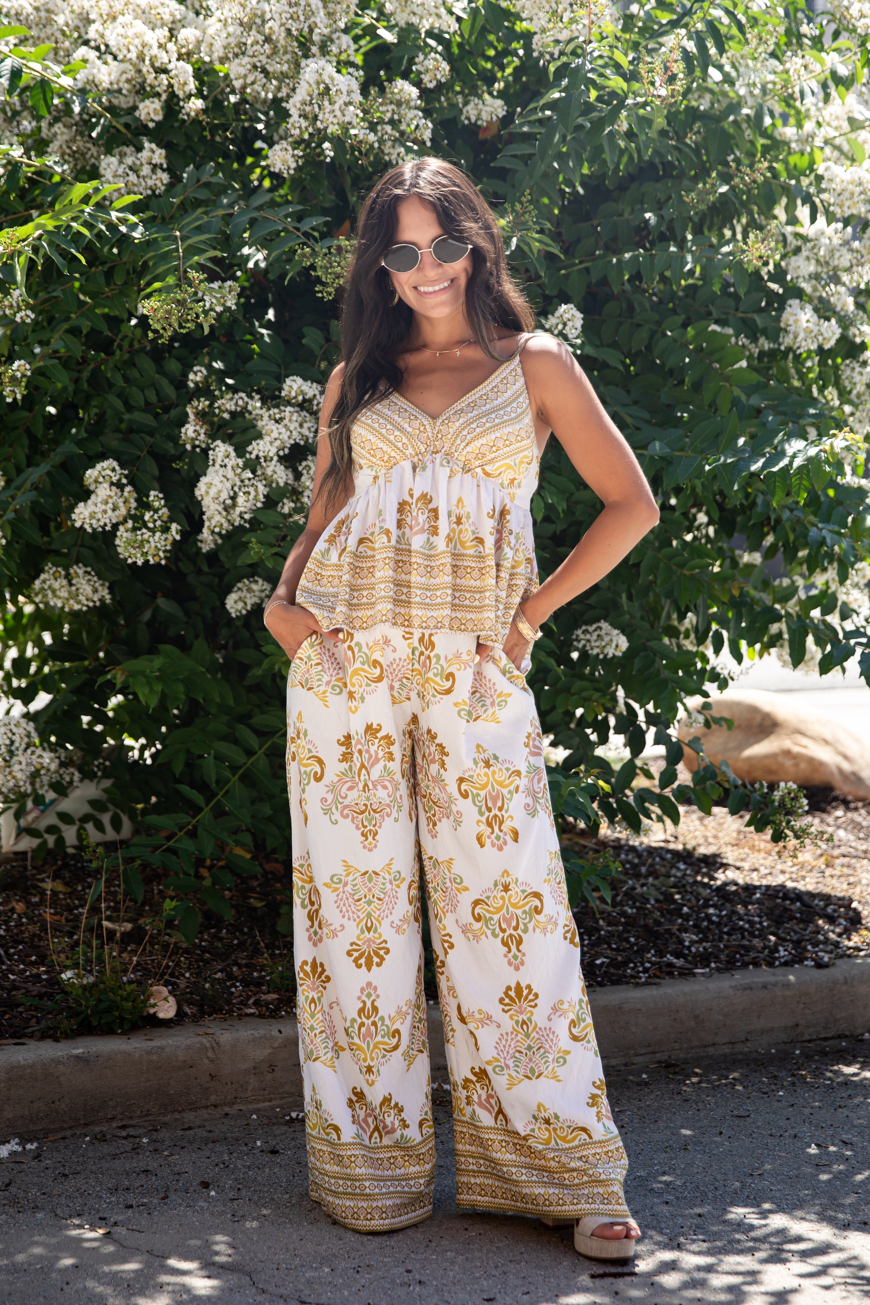 Cherish The Moment Printed Wide Leg Pants
