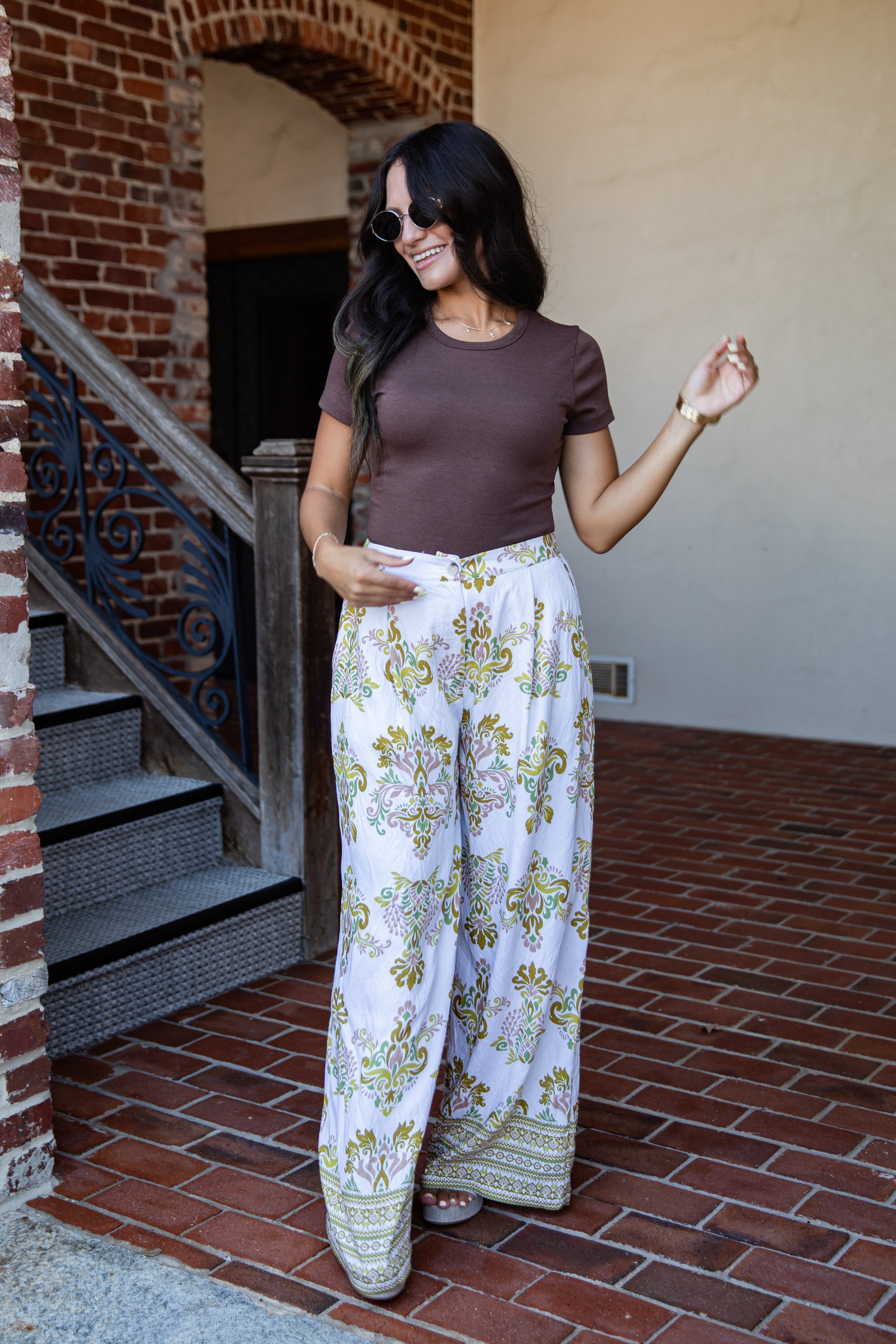 Cherish The Moment Printed Wide Leg Pants