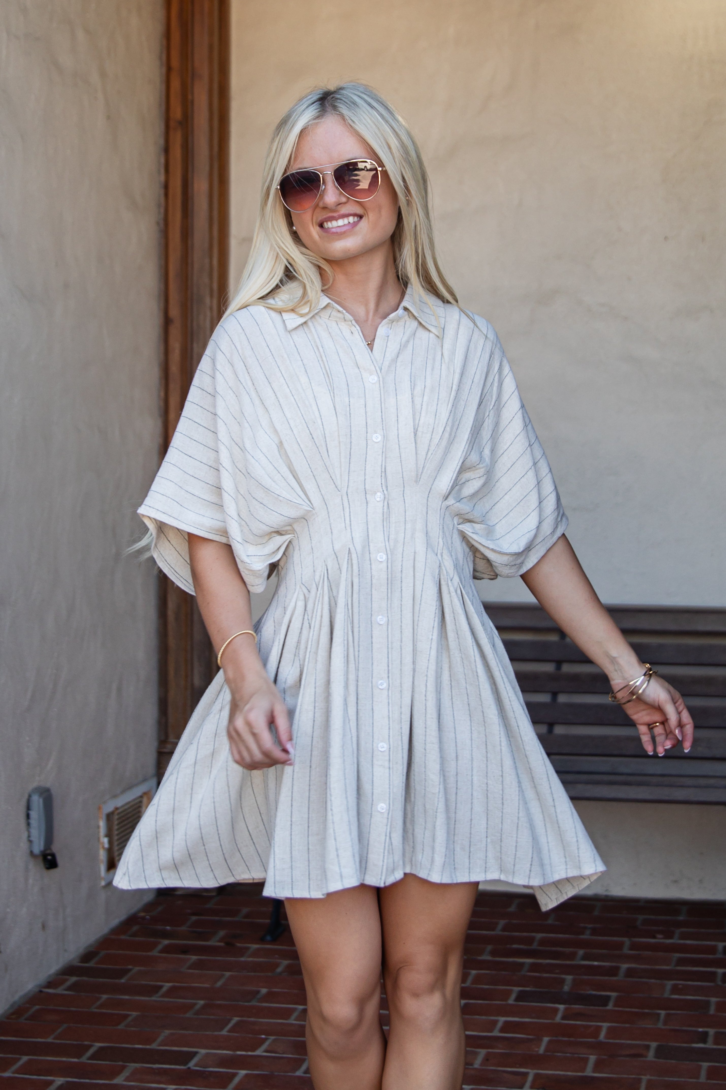 Today's The Day Natural Stripe Mini Dress