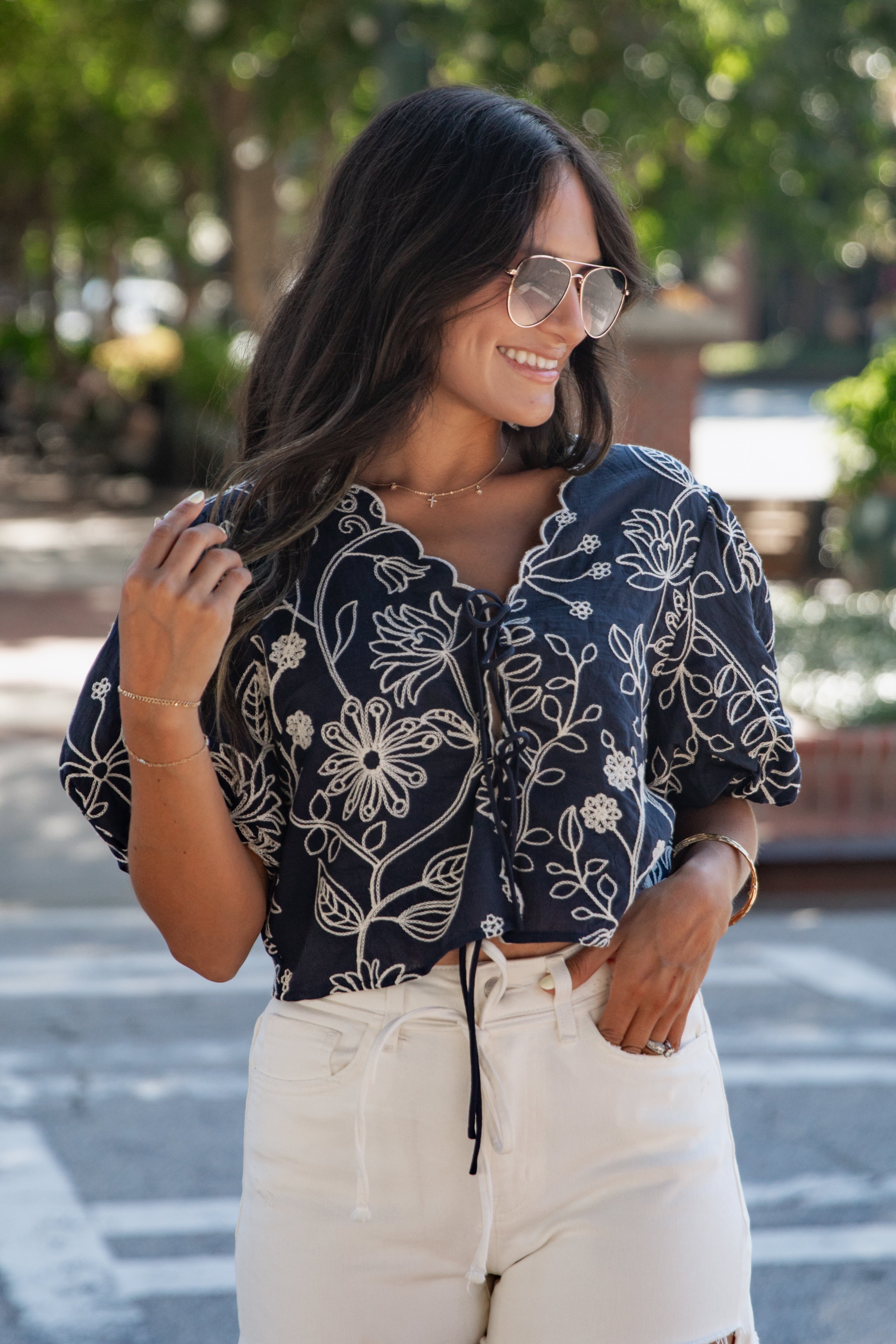 Dressed For It Floral Embroidered Blouse