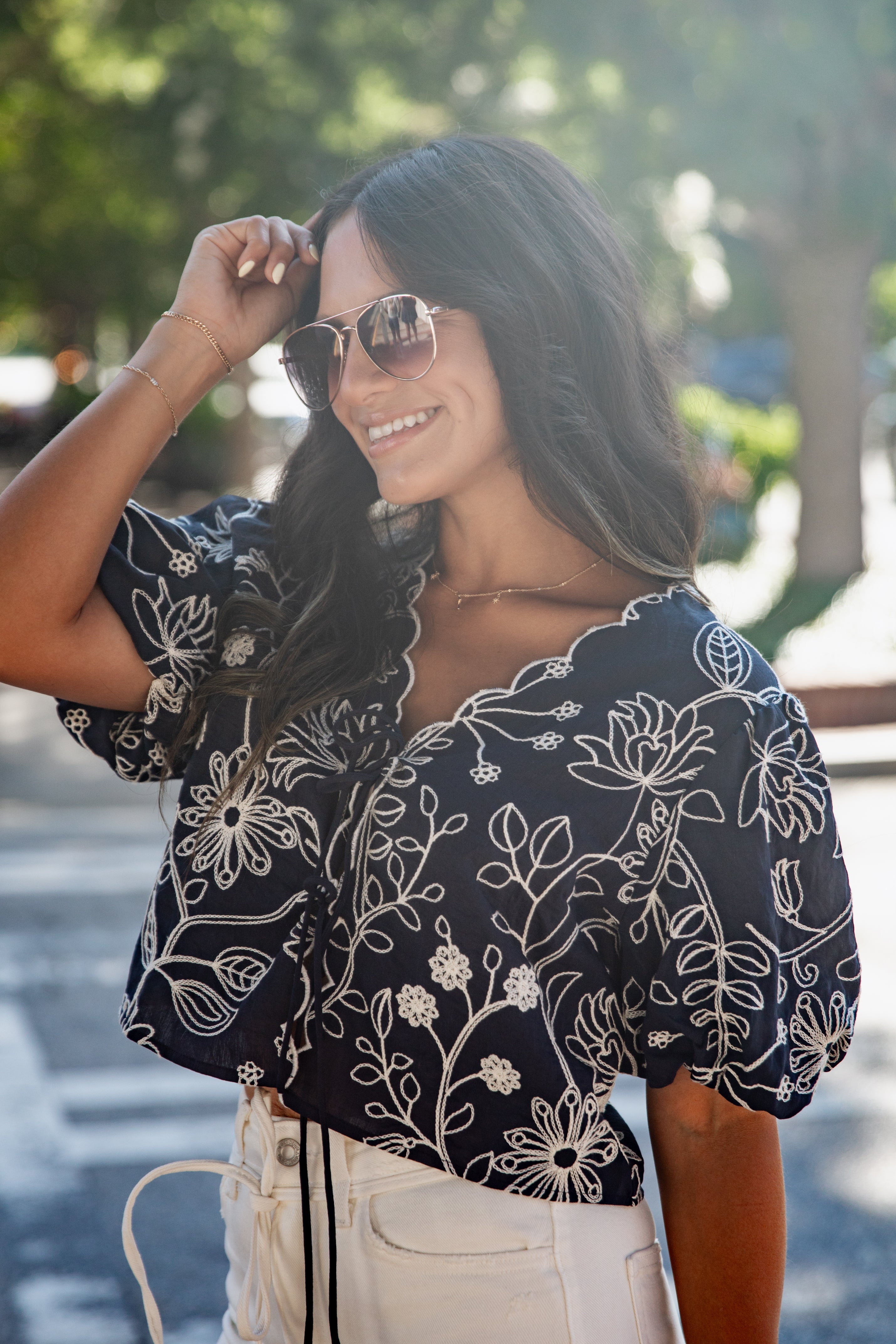 Dressed For It Floral Embroidered Blouse